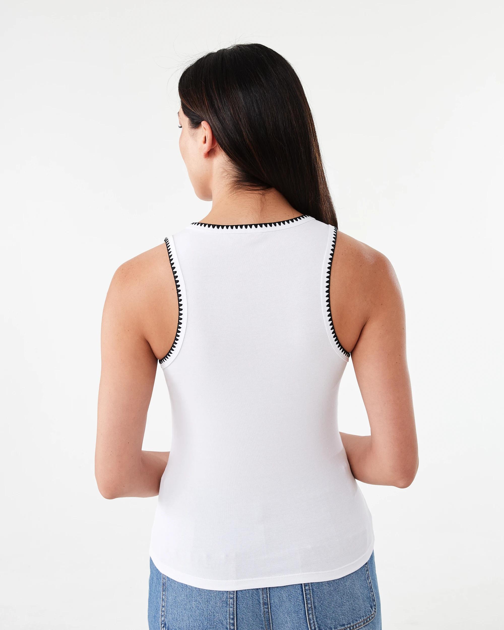 3 Sleeveless Whip Stitch Tank White, 3 of 6
