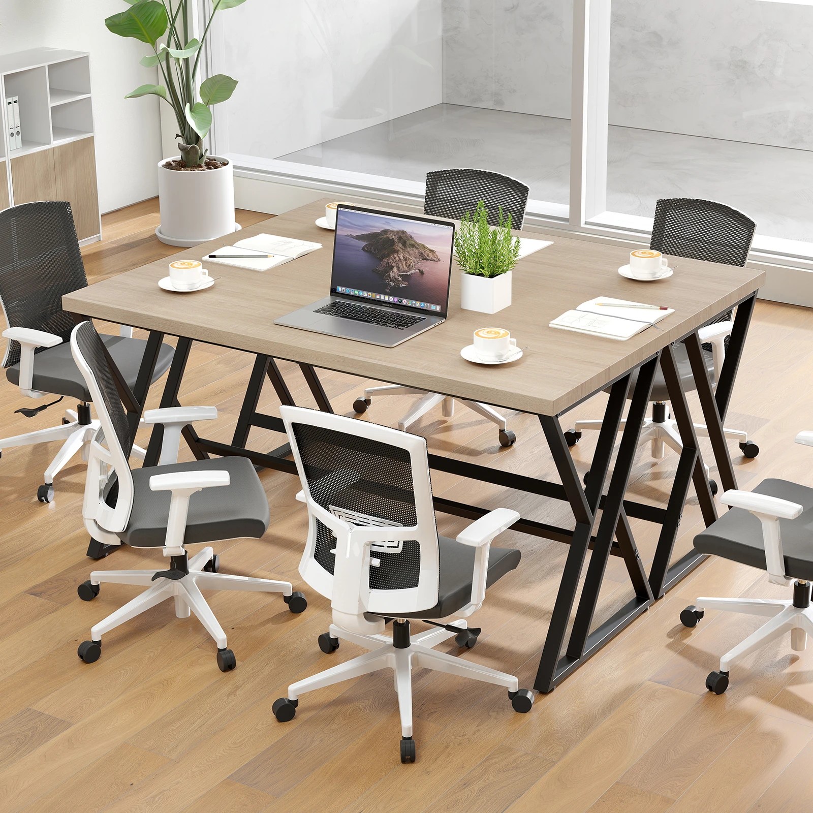 5 Costway 1.5M Computer Desk Executive PC Workstation w/Heavy-duty Metal Frame, 5 of 6