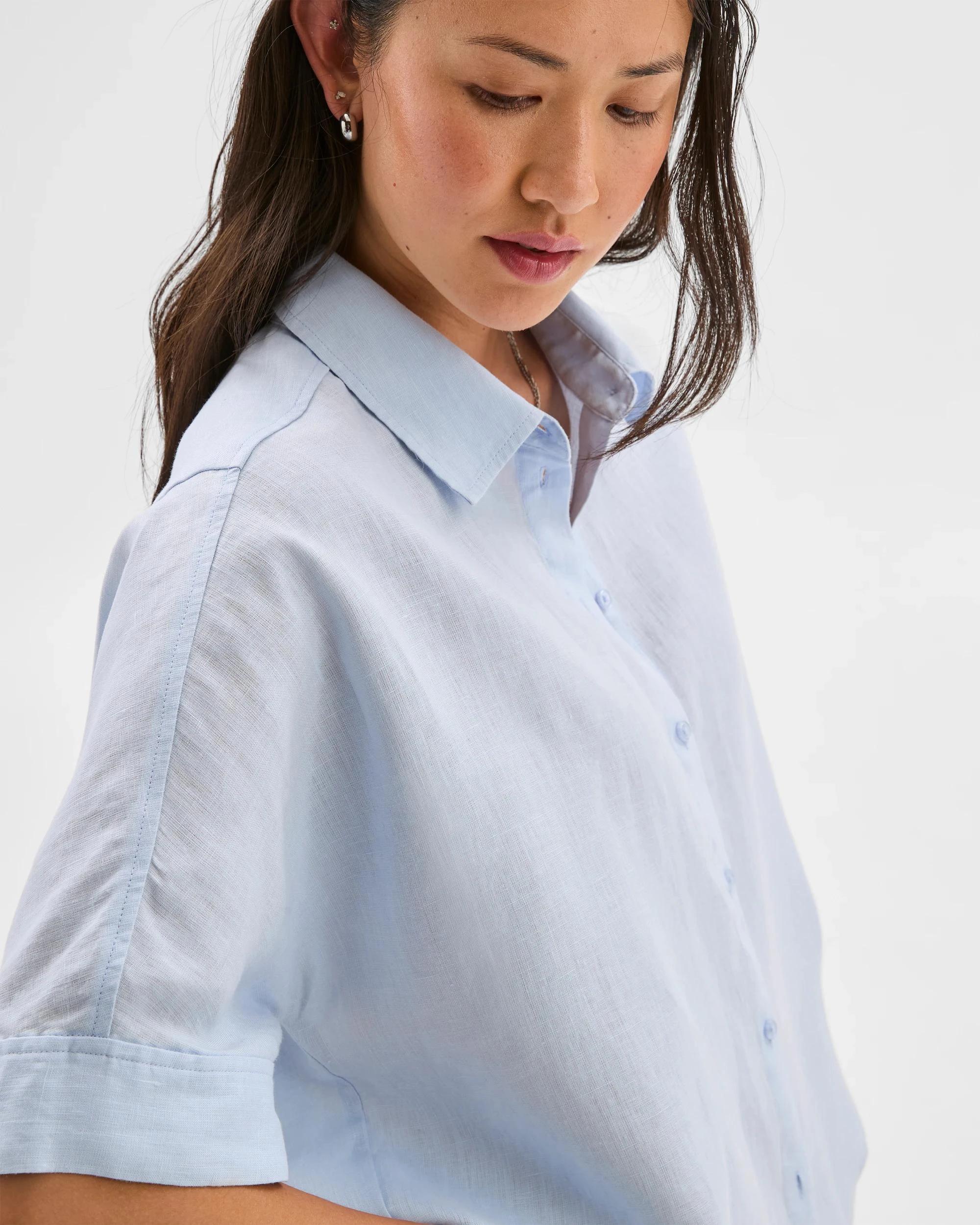 4 Target Woman European Linen Boxy Shirt SUMMER BLUE, 4 of 7