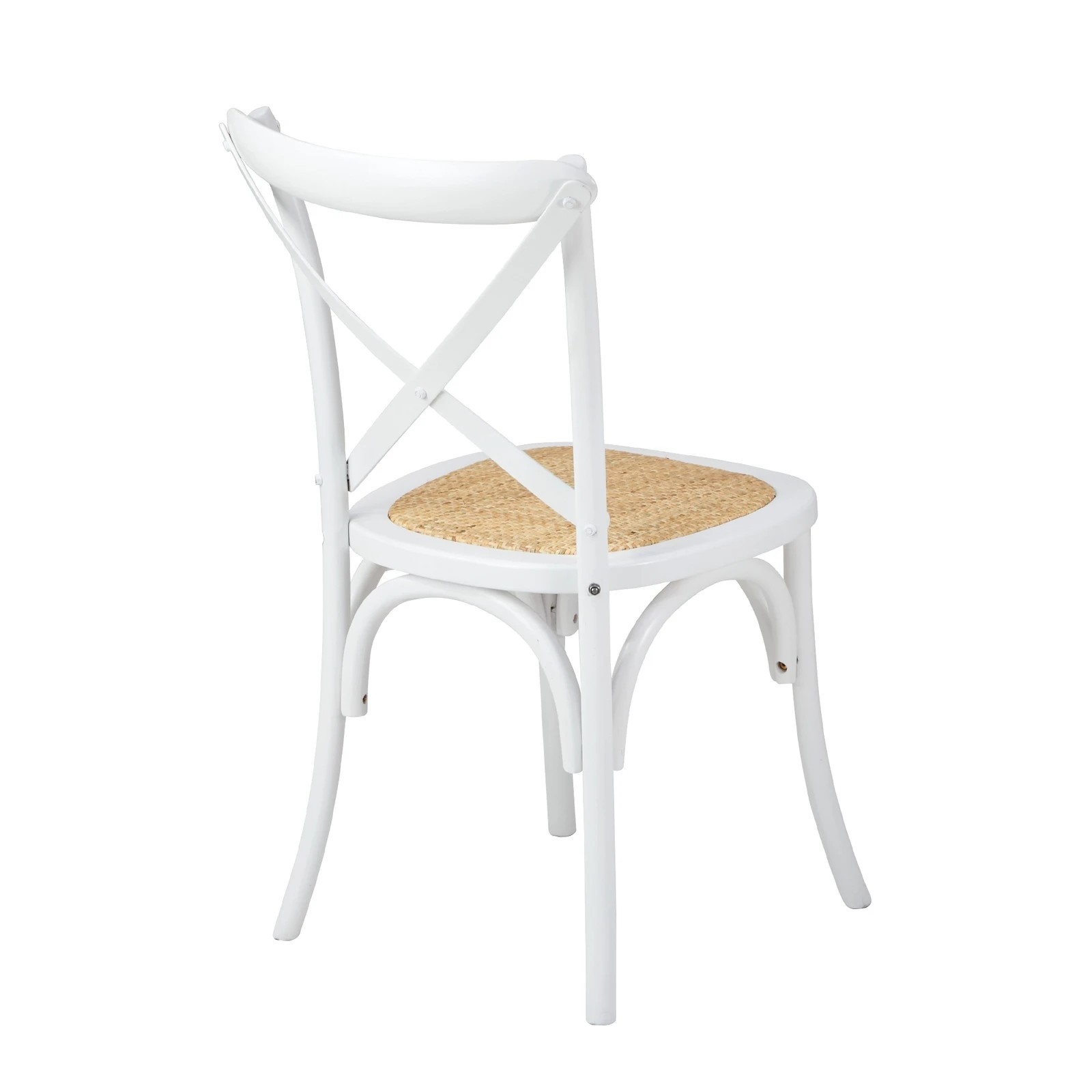6 Oikiture 4PCS Crossback Dining Chair Solid Birch Timber Wood Ratan Seat - White, 6 of 9