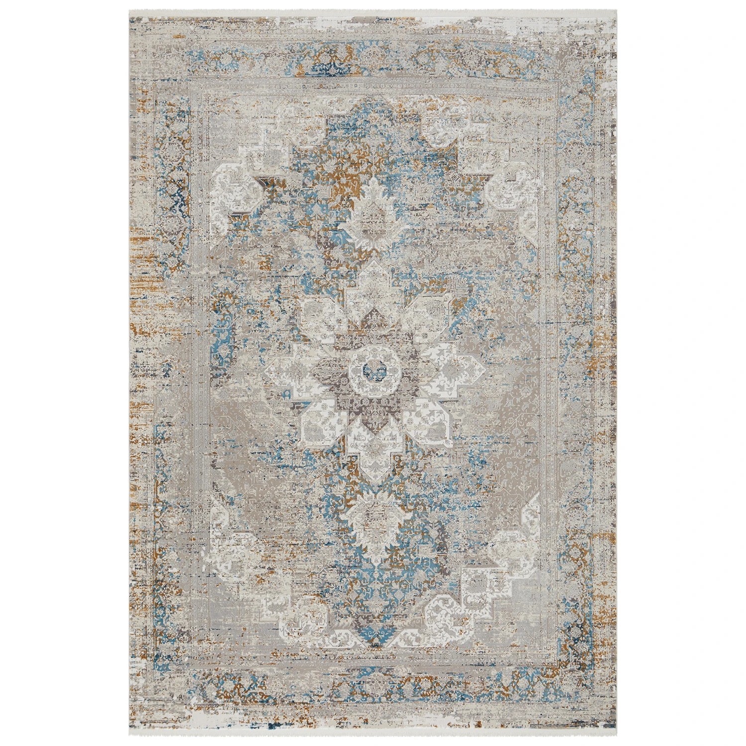 1 Common Ground Rugs Glimmers 104 290x200cm - Large Bamboo Silk Power Loomed Floor Rug - Blue, 1 of 9