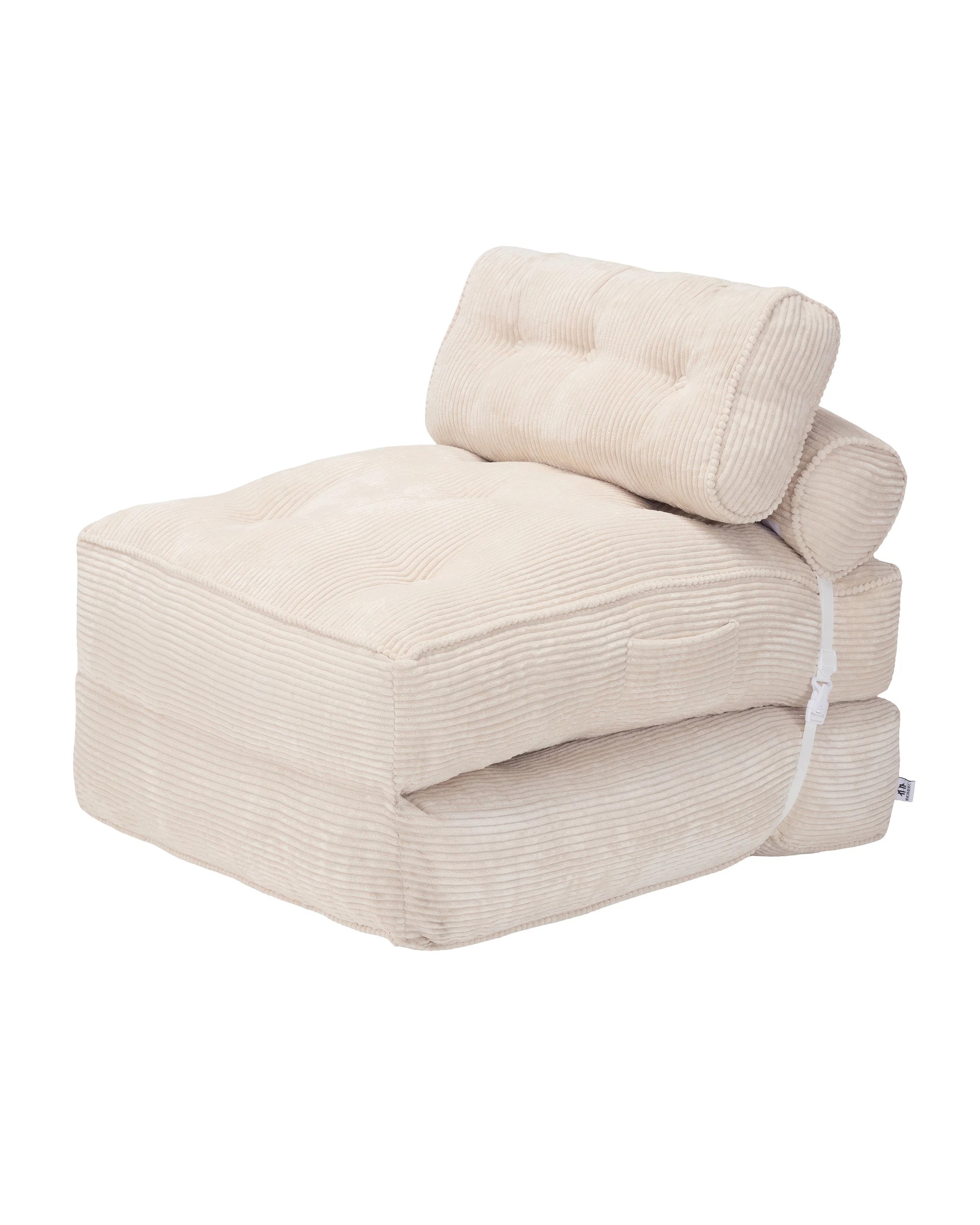 1 IHOMDEC Fordable Corduroy Compression Lazy Sofa - Beige, 1 of 10