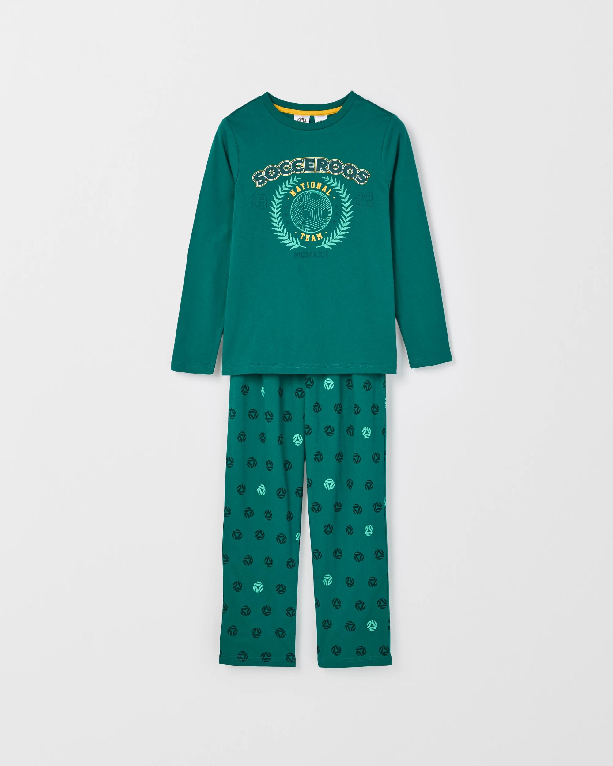 1 Socceroos Australian Cotton Older Boys Jersey Pyjama Set SOCCEROOS, 1 of 4