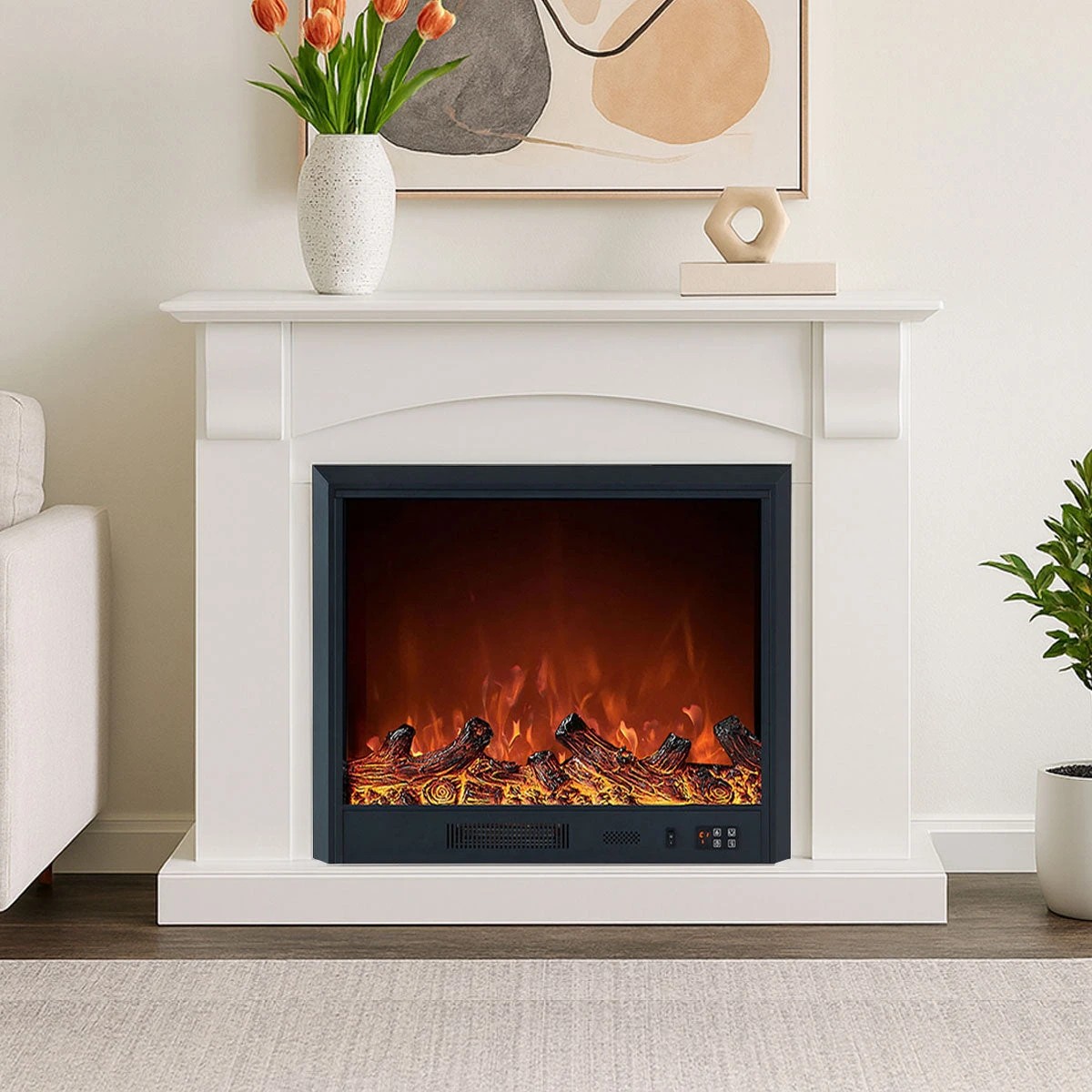 2 Moda Living Ascot Electric Fireplace Heater White Mantel Suite with Orion Insert - White, 2 of 10