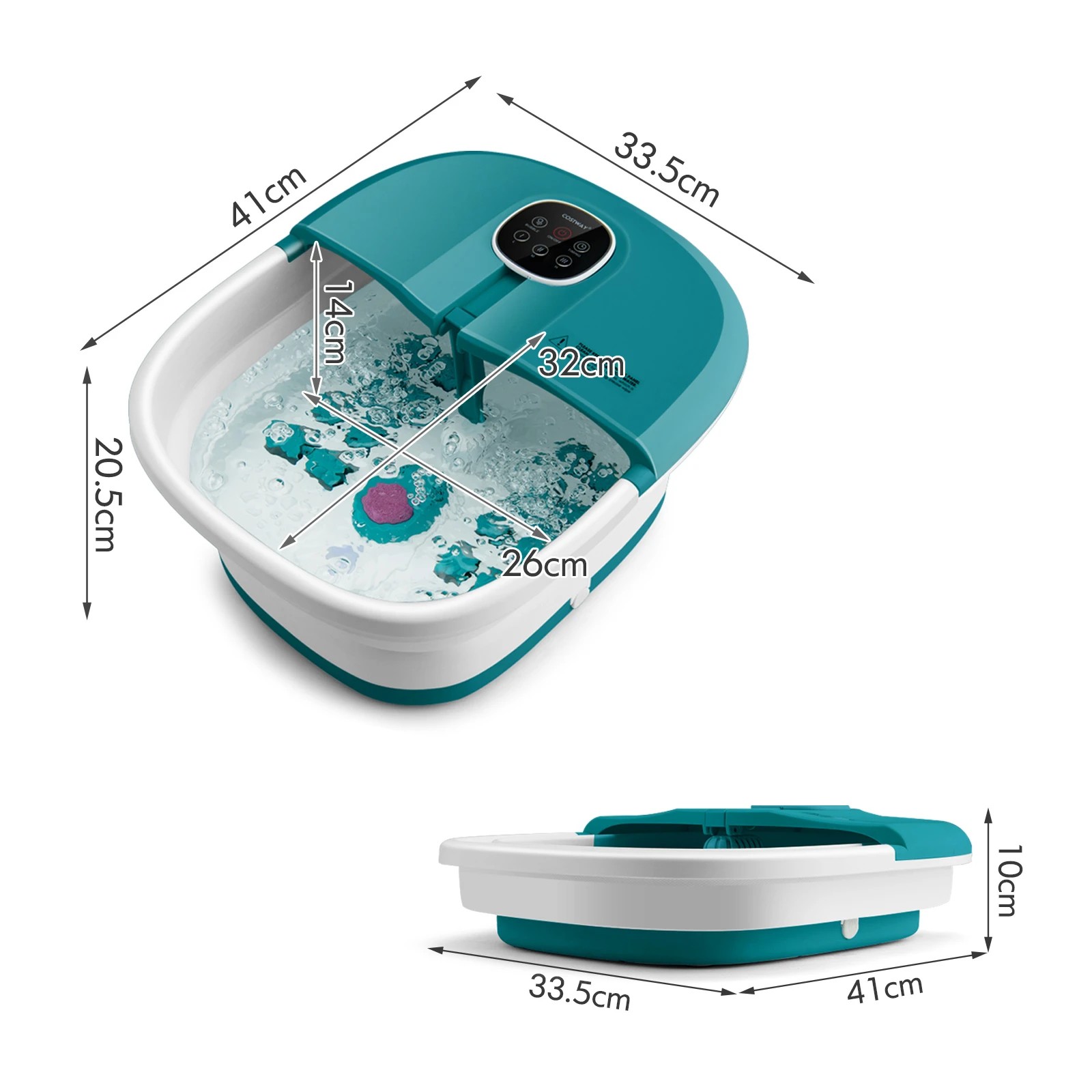 2 Costway Folding Foot Bath Massage w/Remote Control Foot Spa Basin - Blue, 2 of 5
