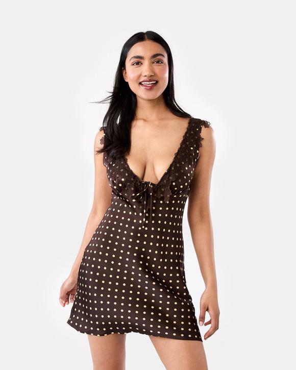 Satin Tie Mini Dress