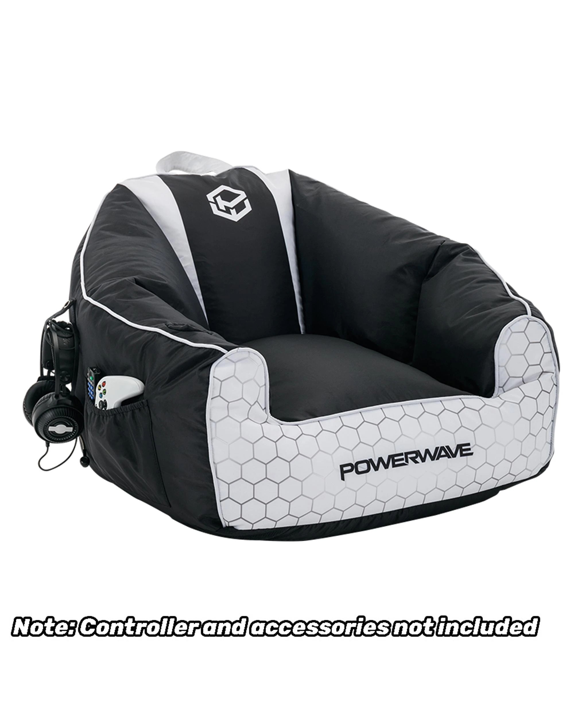 3 Powerwave PUFF Gaming Bean Bag Chair - White, 3 of 7