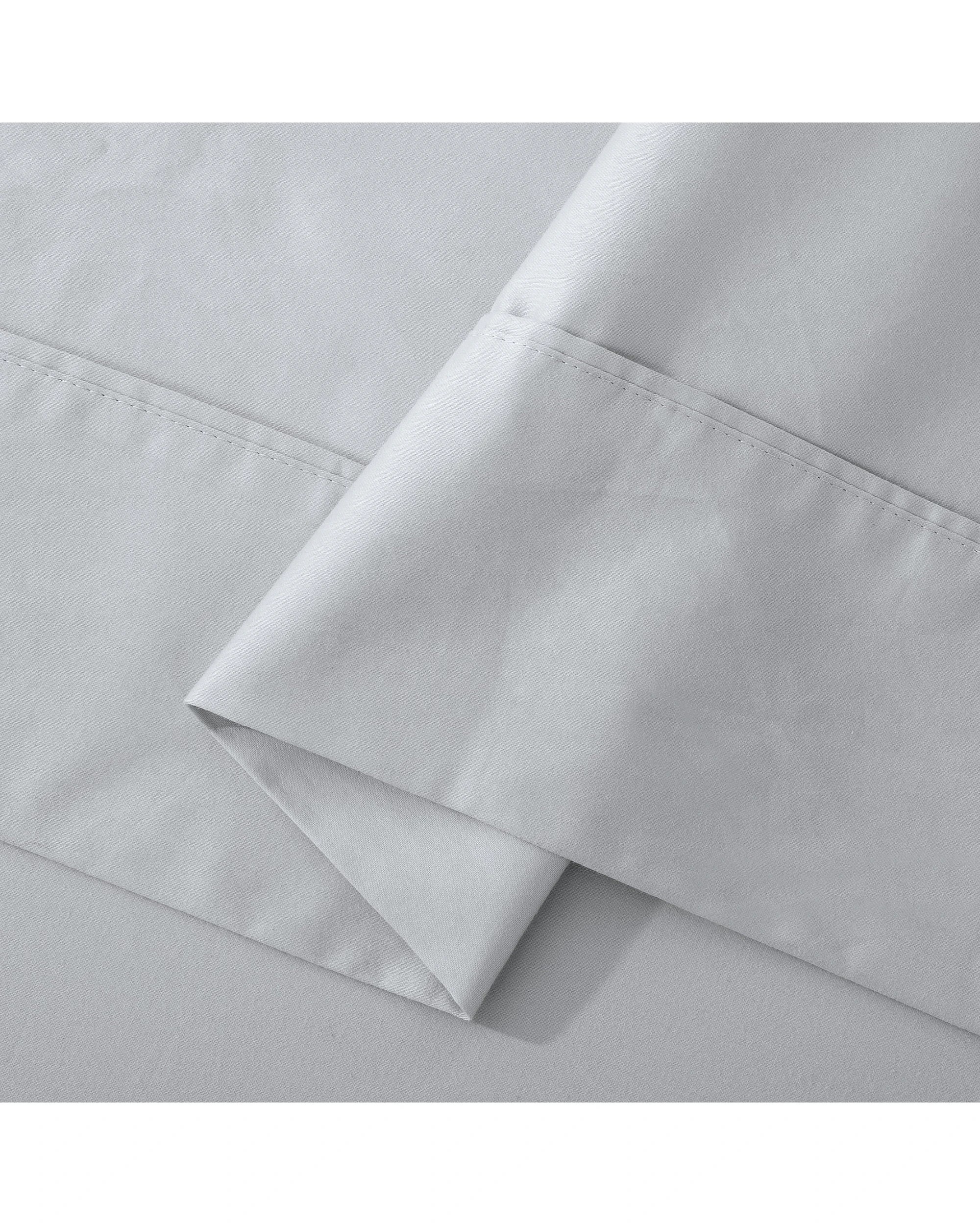 3 ESSN 500TC Cotton Sateen Flat Sheet - King Bed - Silver, 3 of 7