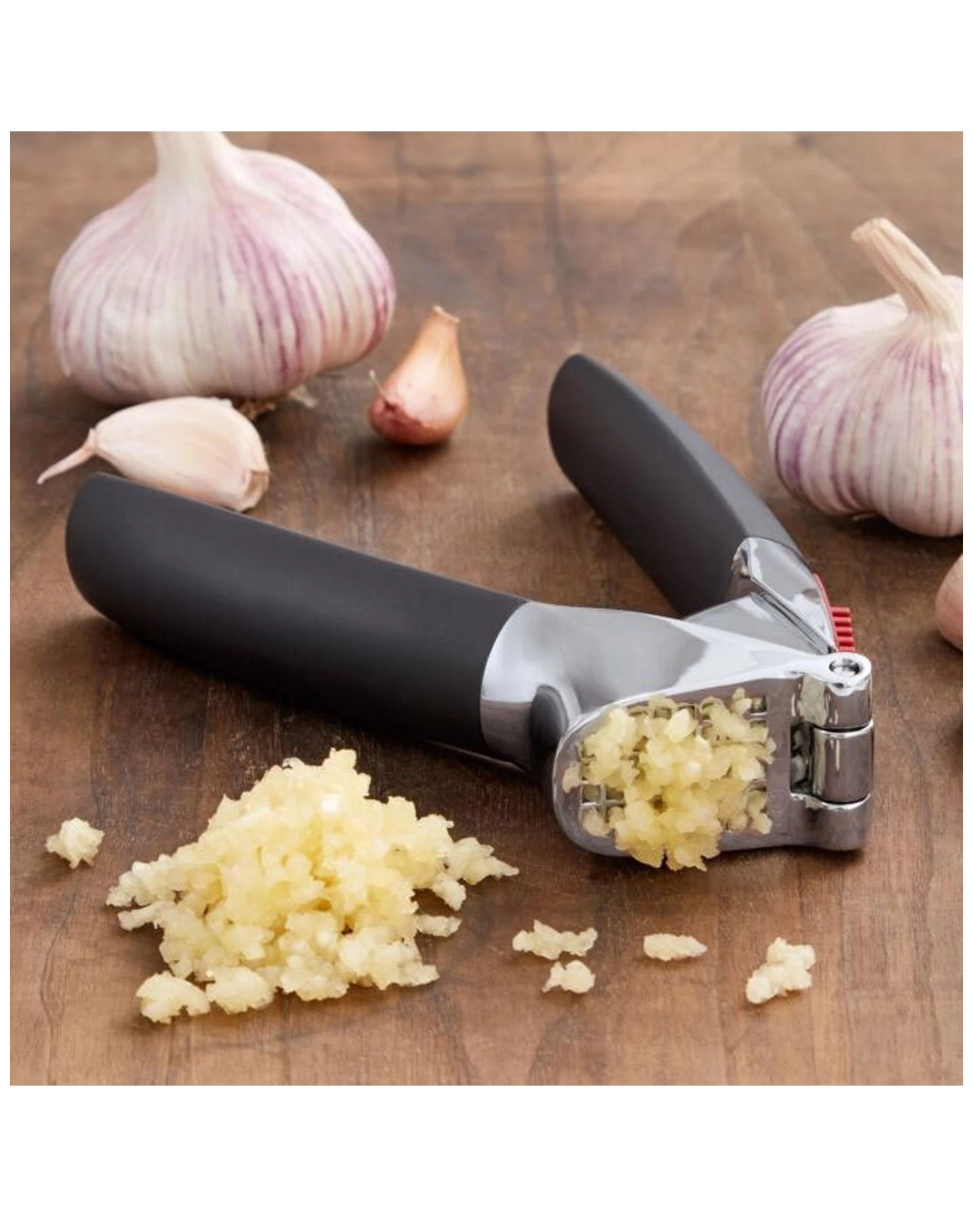 3 Oxo Good Grips Garlic Press Die-cast Zinc Built-in Cleaner Non-slip Grip - Black, 3 of 6