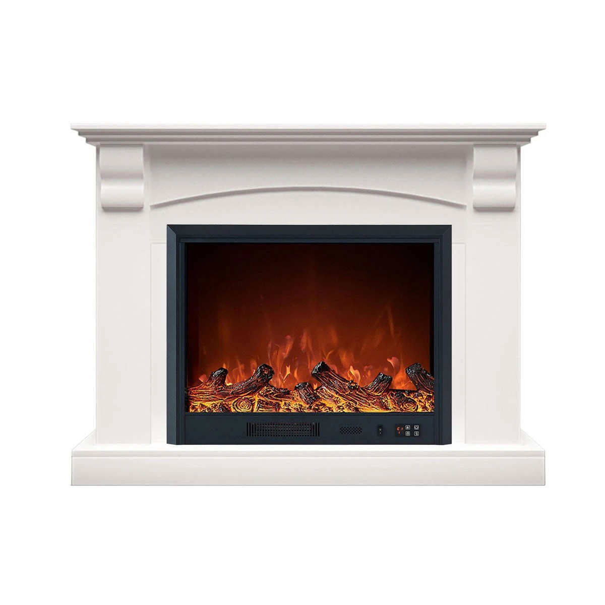 1 Moda Living Ascot Electric Fireplace Heater White Mantel Suite with Orion Insert - White, 1 of 10