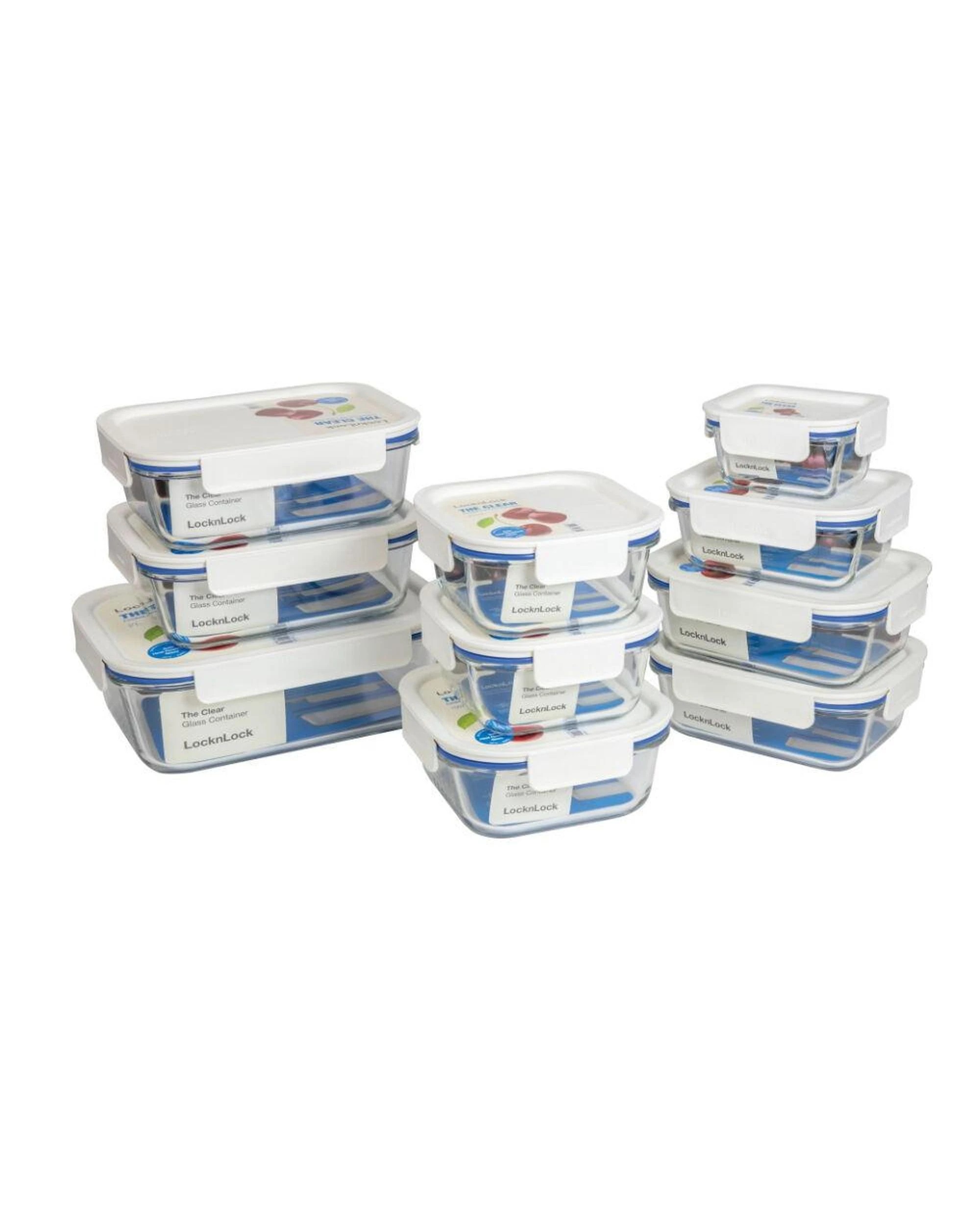 1 Lock & Lock Clear Glass Container Set 10 Piece White, 1 of 4