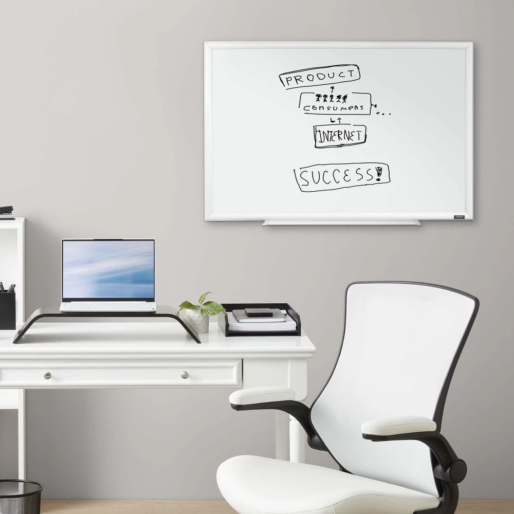 2 J.Burrows Porcelain Whiteboard Silver 900 x 600mm, 2 of 3