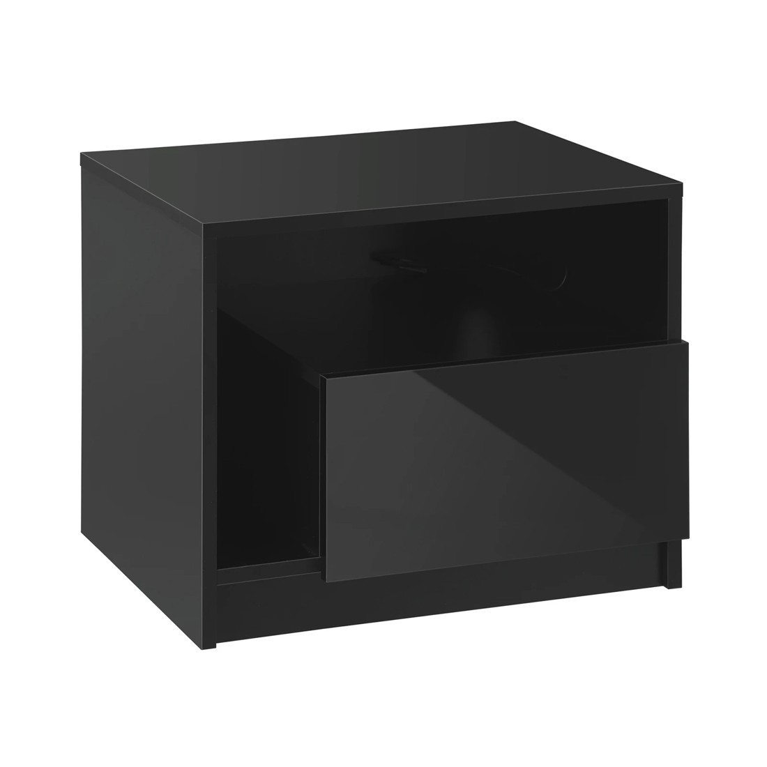 9 Oikiture Bedside Tables Rgb Led Drawers High Gloss Nightstand
 - Black, 9 of 10