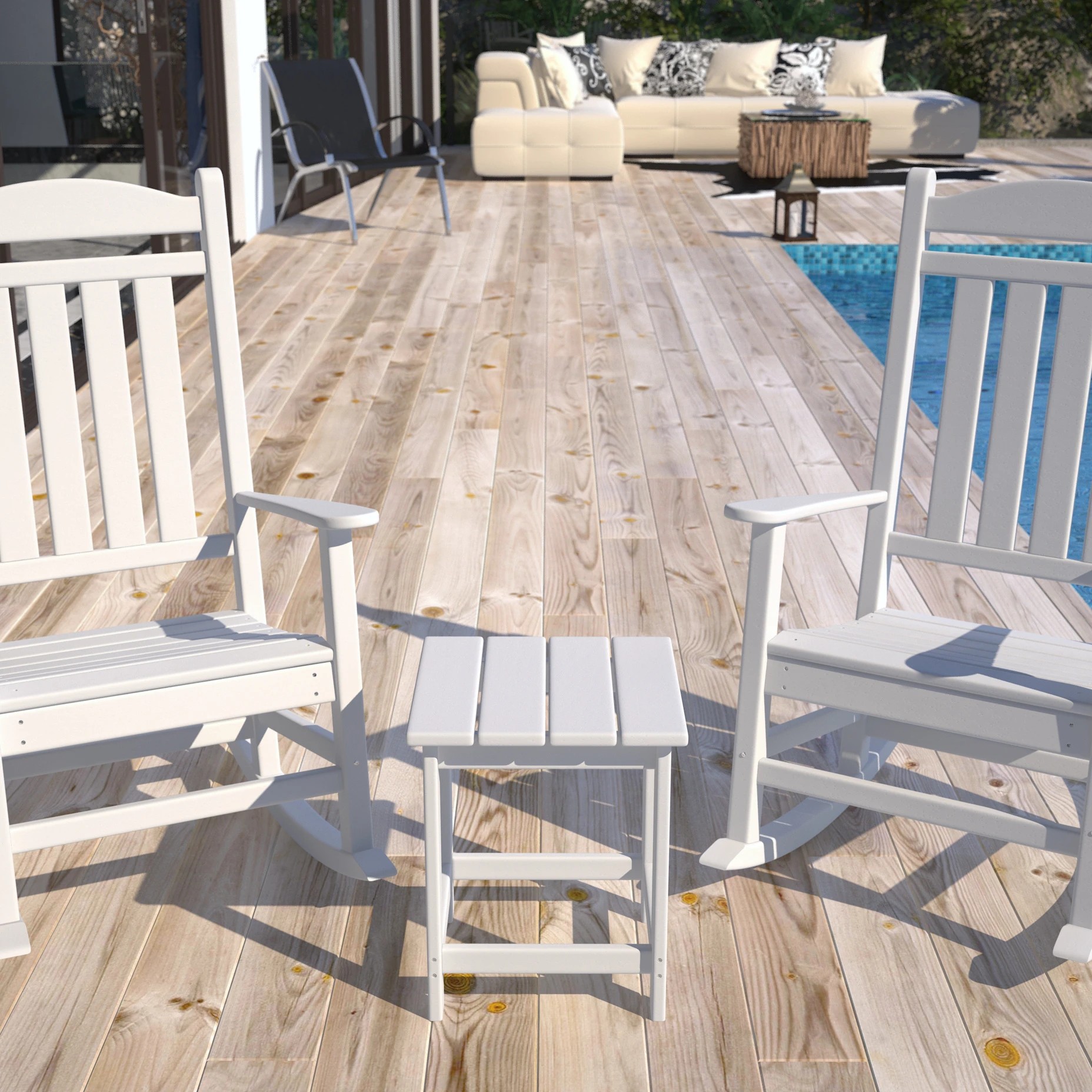 8 EHOMMATE Outdoor HDPE Square Side Table - White - White, 8 of 8