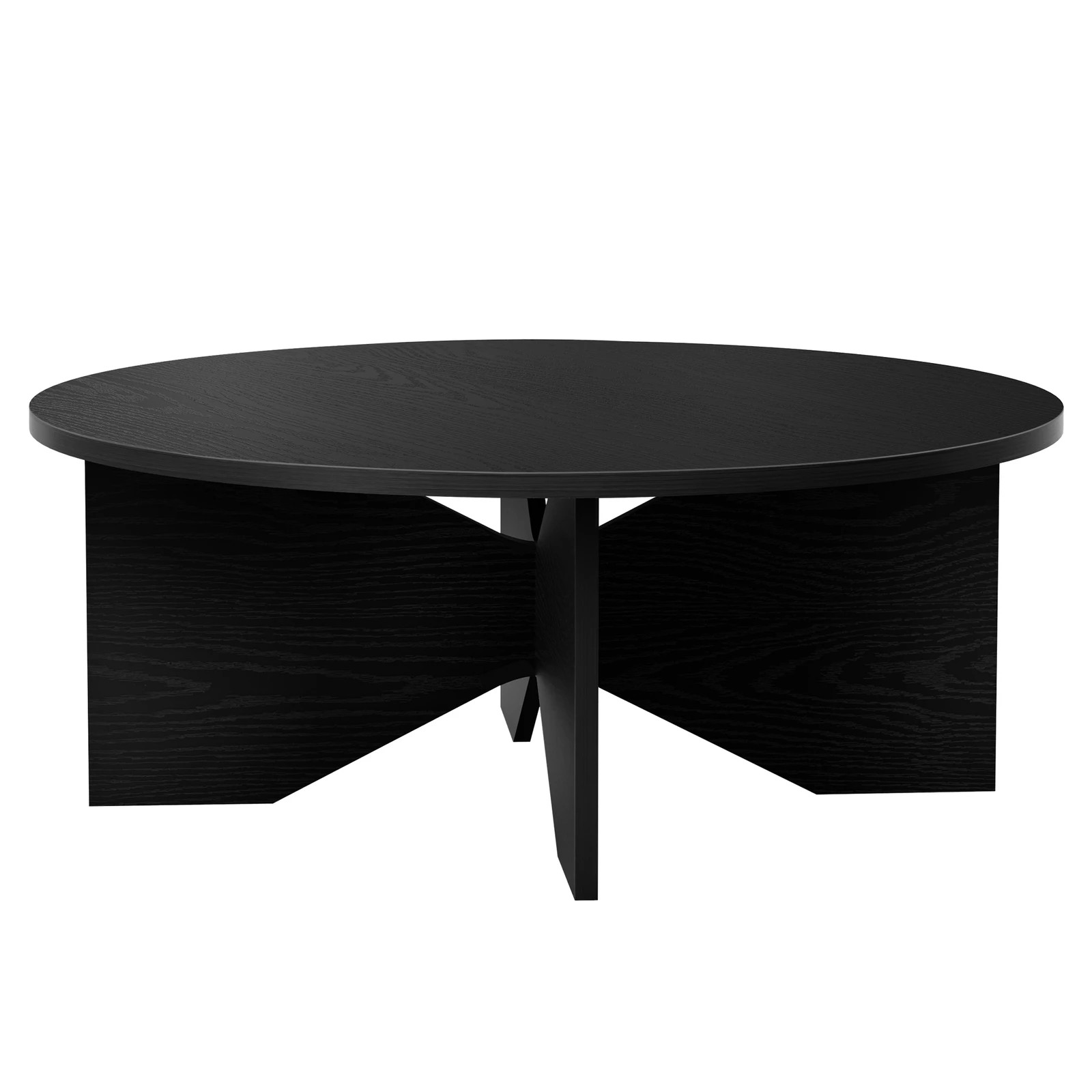 1 Alfordson Coffee Table Modern Round Table X-shape Wooden Legs Living Room - Oak, 1 of 10