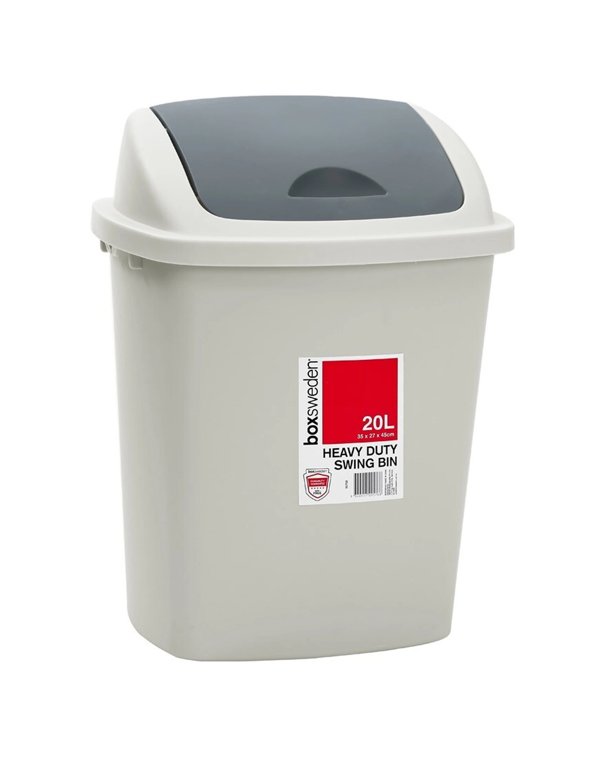 3 Boxsweden 20l Trash Bin With Swing Lid 35x27cm Kitchen Waste Bin - Heavy Duty - Grey, 3 of 5