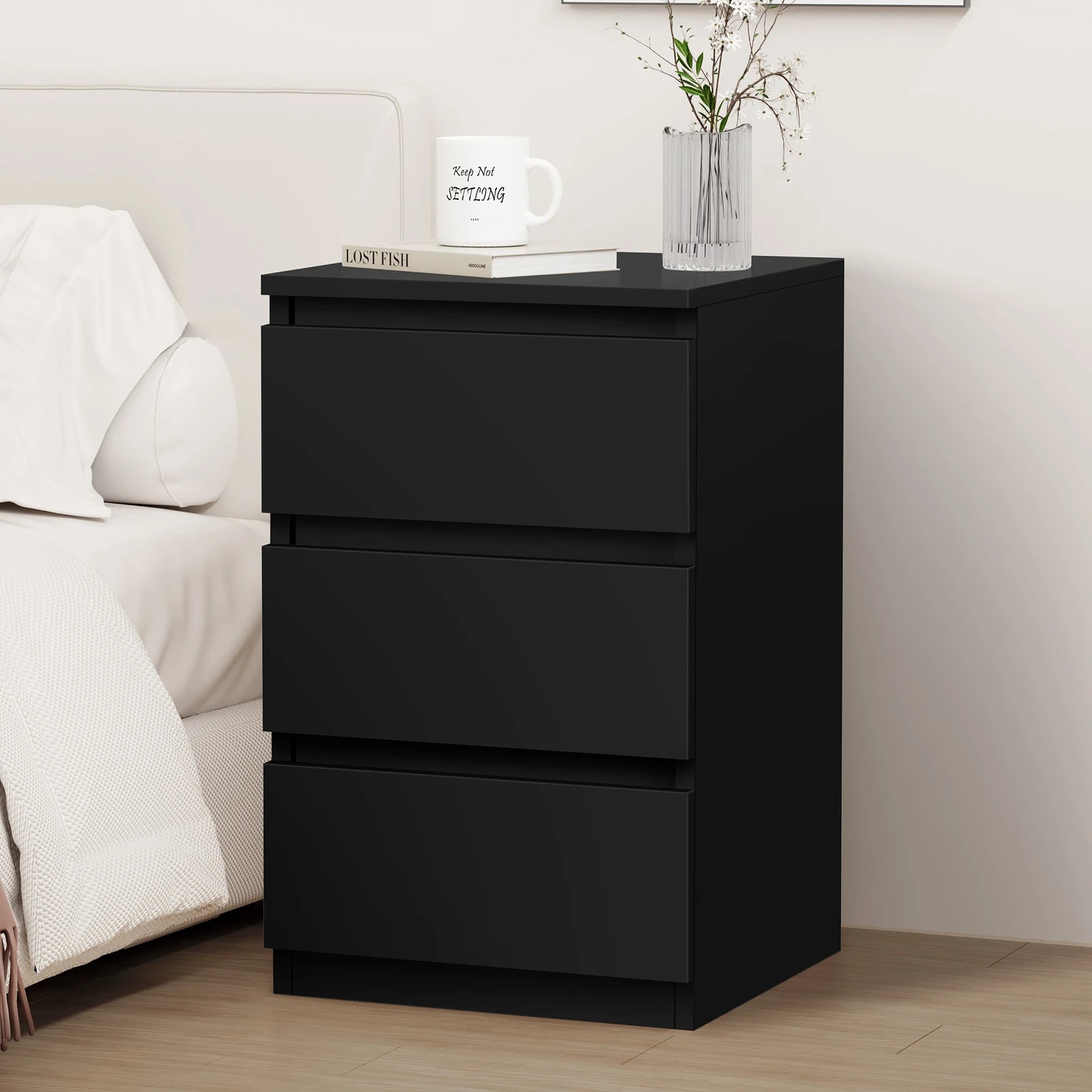 5 Alfordson 2x Bedside Table 3 Drawers - Black, 5 of 10