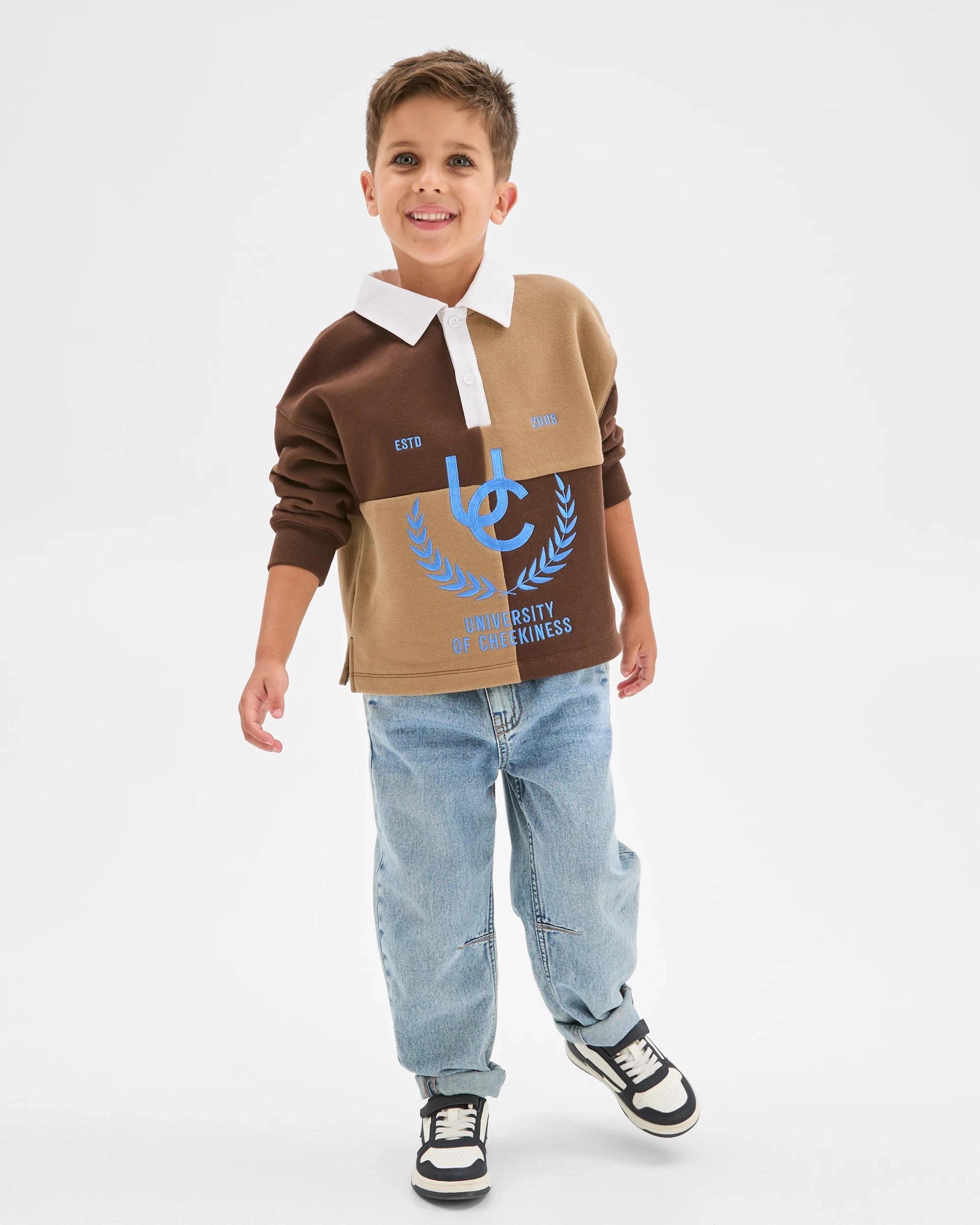 3 Target Kids Australian Cotton Blend Heavyweight Oversized Rugby Jumper BROWN, 3 of 6
