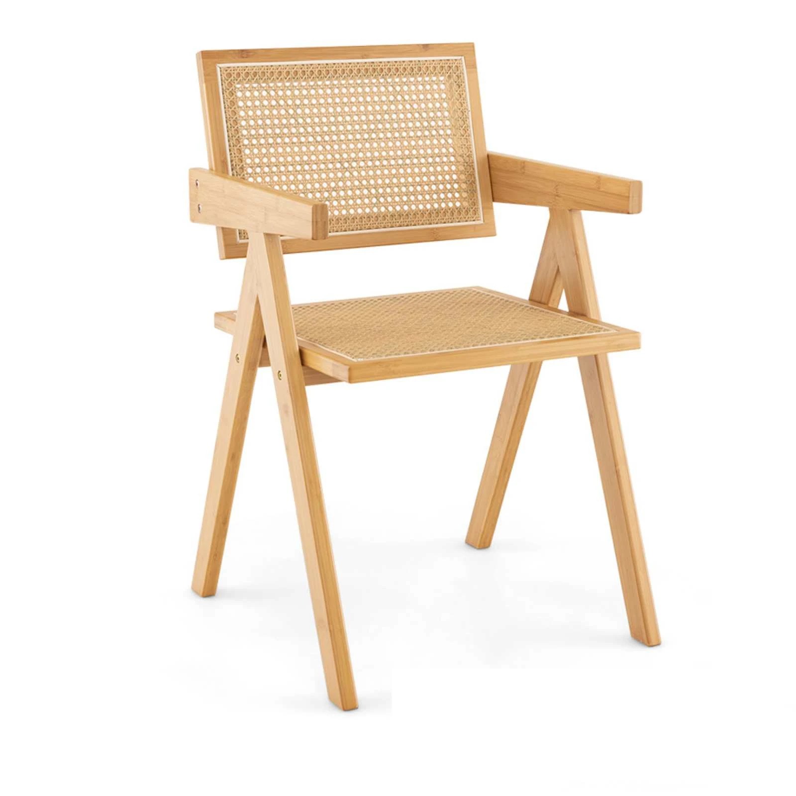 6 Costway Rattan Dining Chair Kitchen Armchair w/Bamboo Frame Accent Wicker Lounge Seat, 6 of 8