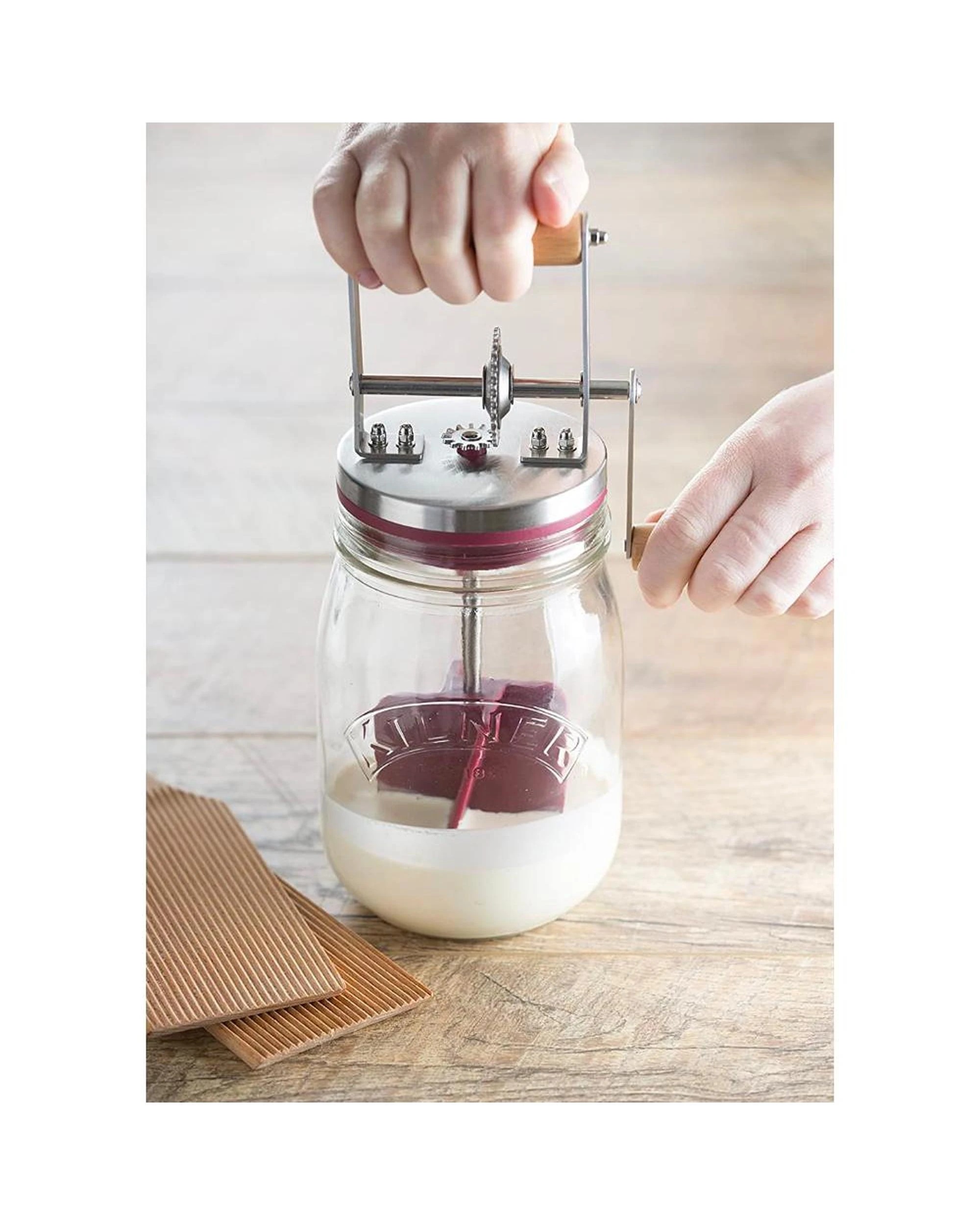 6 Kilner Butter Churner Glass Jar Manual  Butter Paddles  Butter Dish, 6 of 10