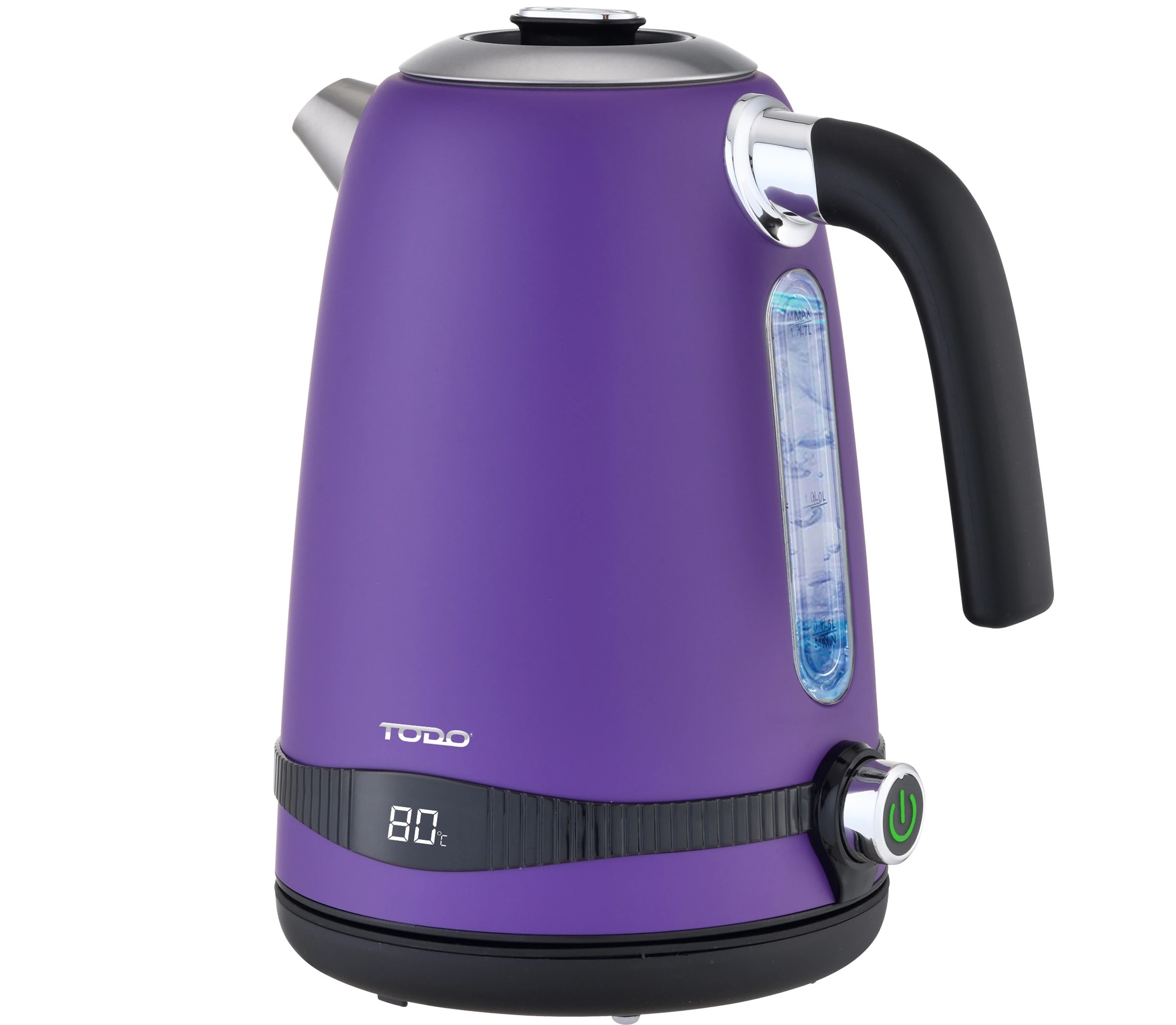 1 TODO 1.7L Stainless Steel Cordless Kettle Keep Warm Electric Led Water Jug - Purple, 1 of 7