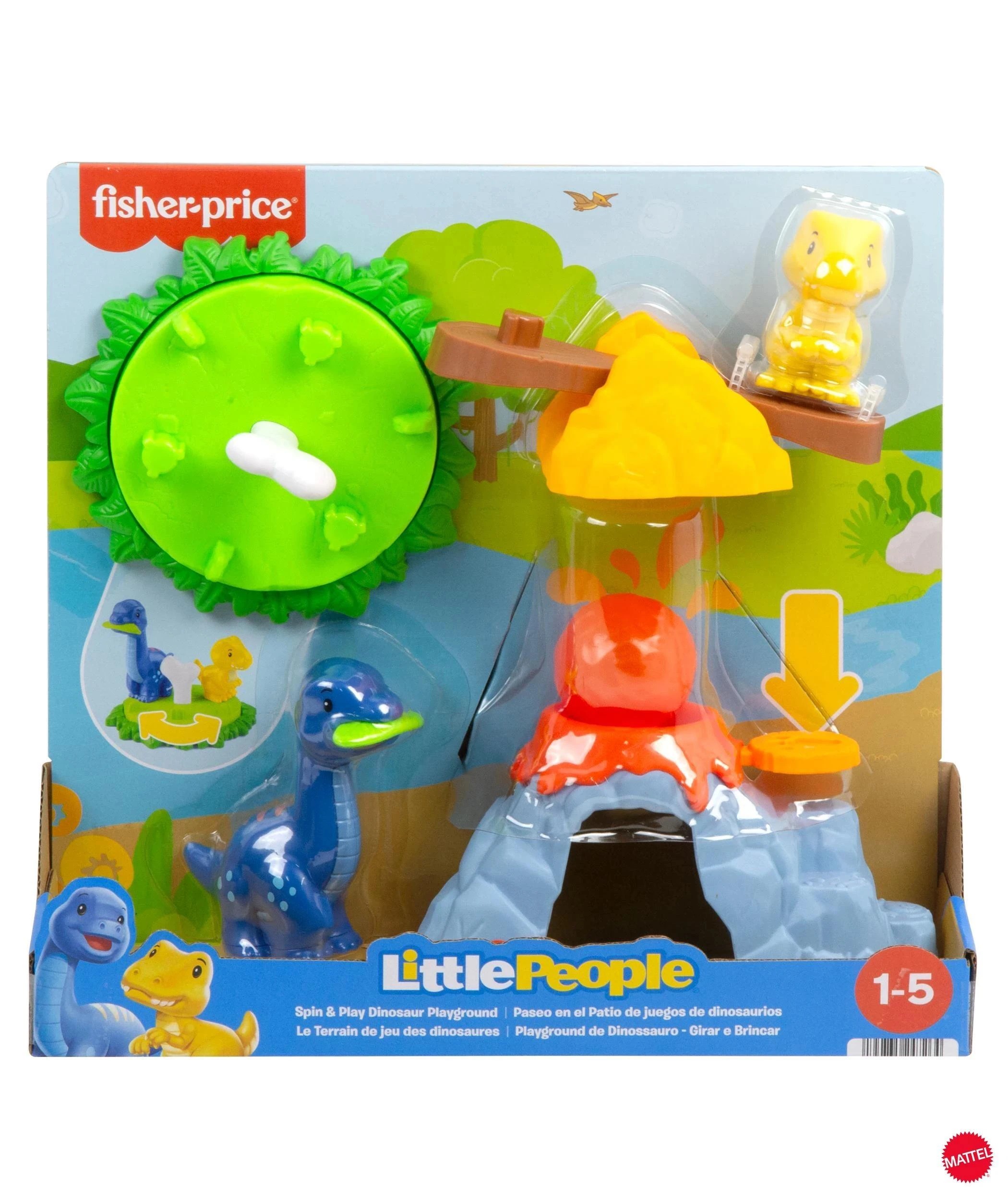 1 Mattel Fisher-Price Little People Spin & Play Dinosaur Playground Toddler Playset - Multi, 1 of 6