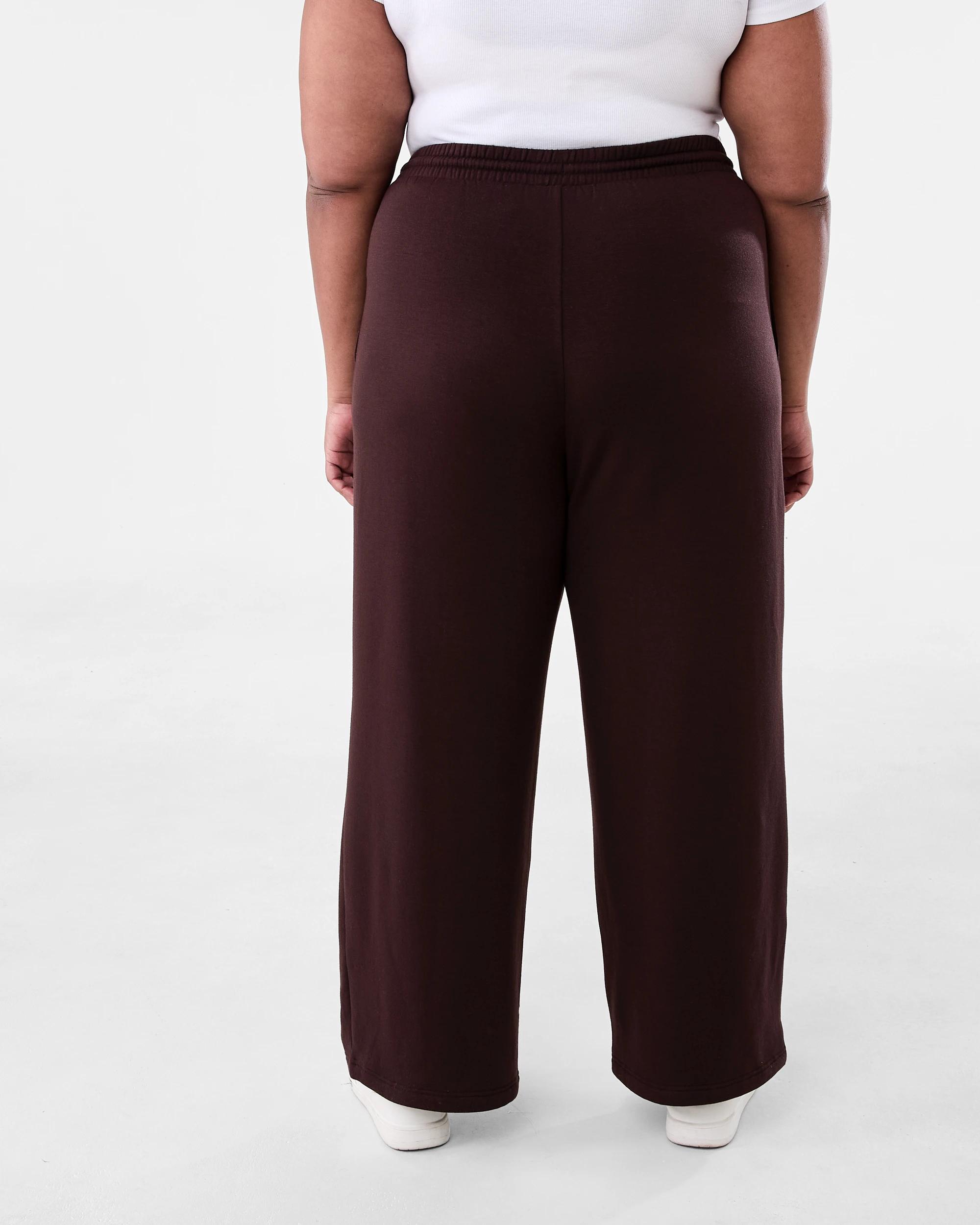 3 Curve Soft Touch Wide Leg Trackpants Choc Plum, 3 of 5