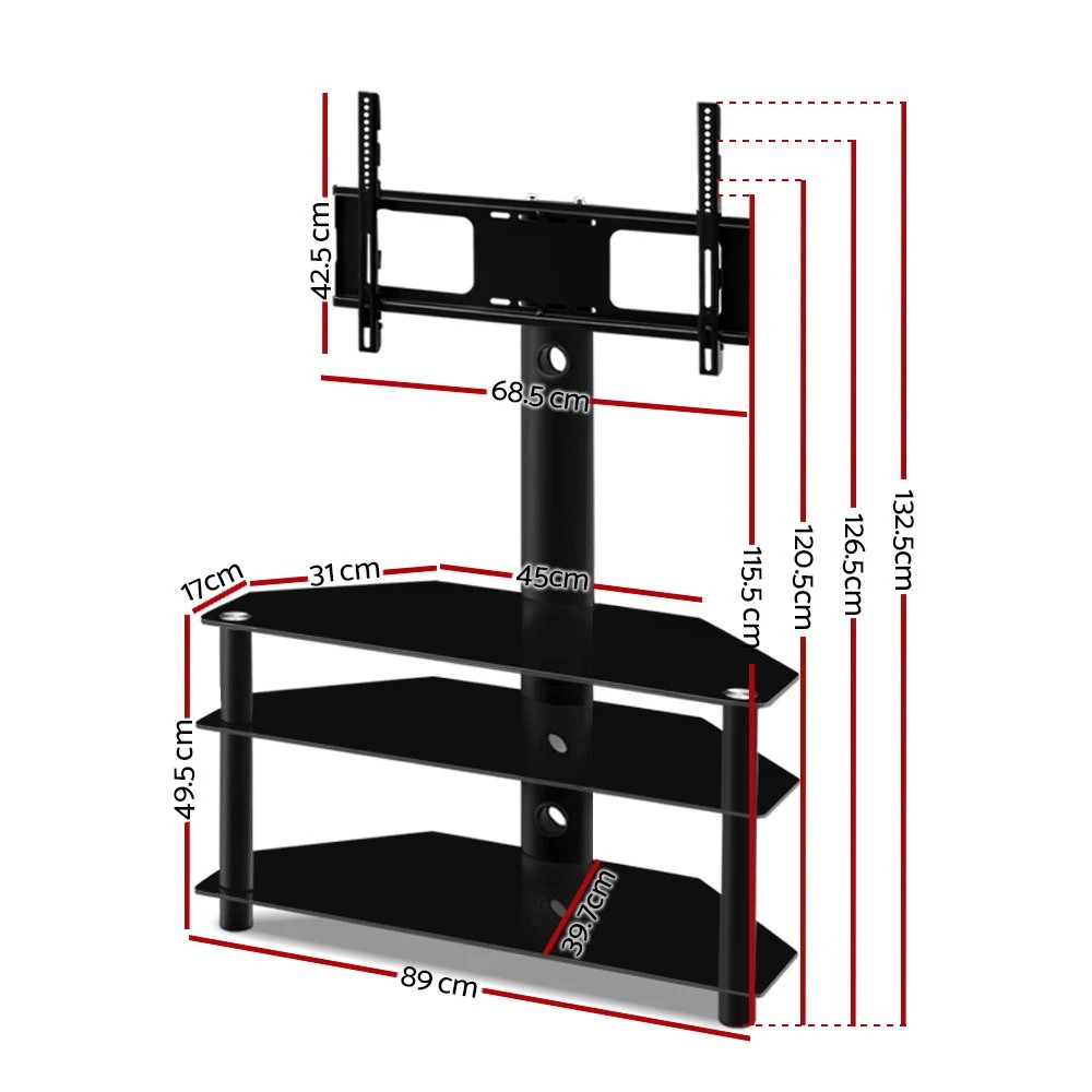 3 Artiss TV Stand Mount Bracket for 32"-60" LED LCD 3 Tiers Storage Floor - Black, 3 of 7