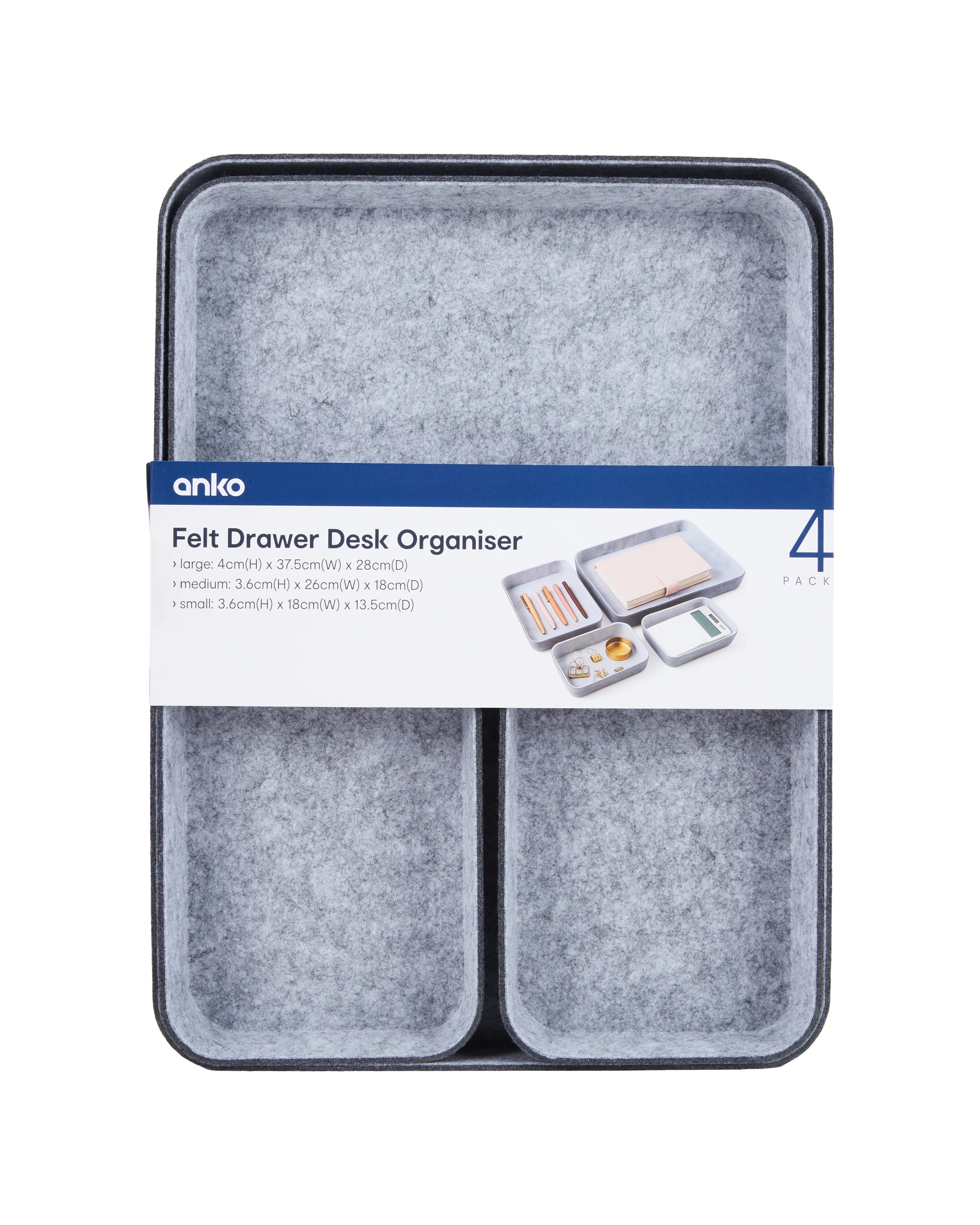 7 4 Pack Felt Drawer Desk Organiser, 7 of 7