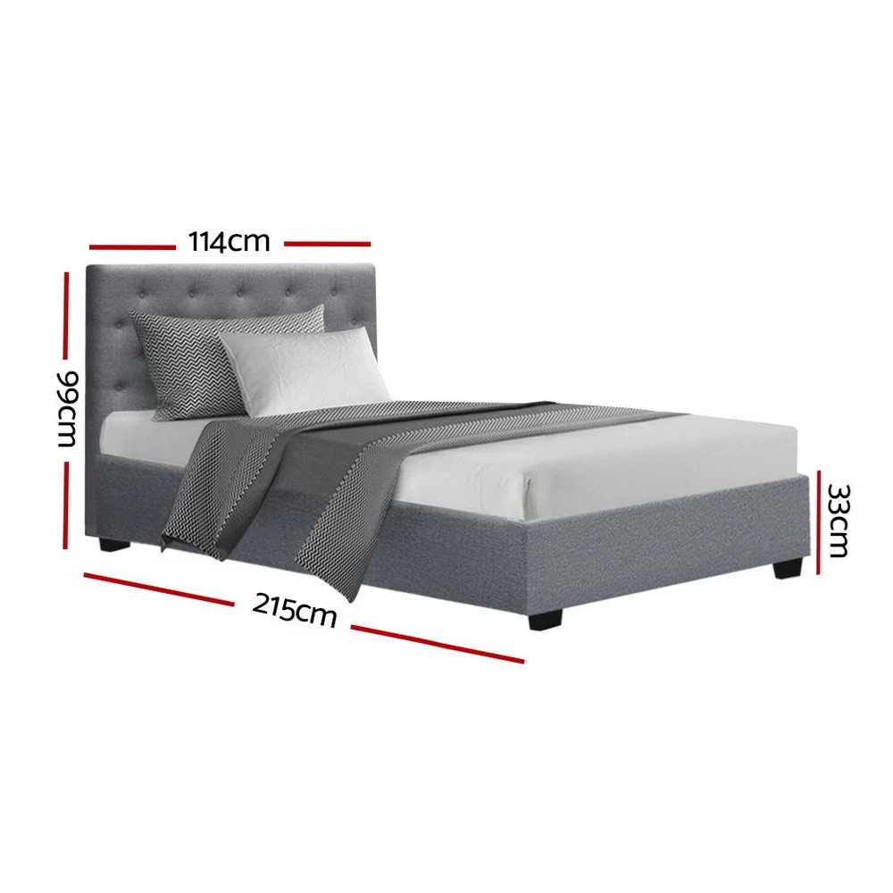 2 Artiss Bed Frame King Single Size Gas Lift  VILA - Grey, 2 of 10