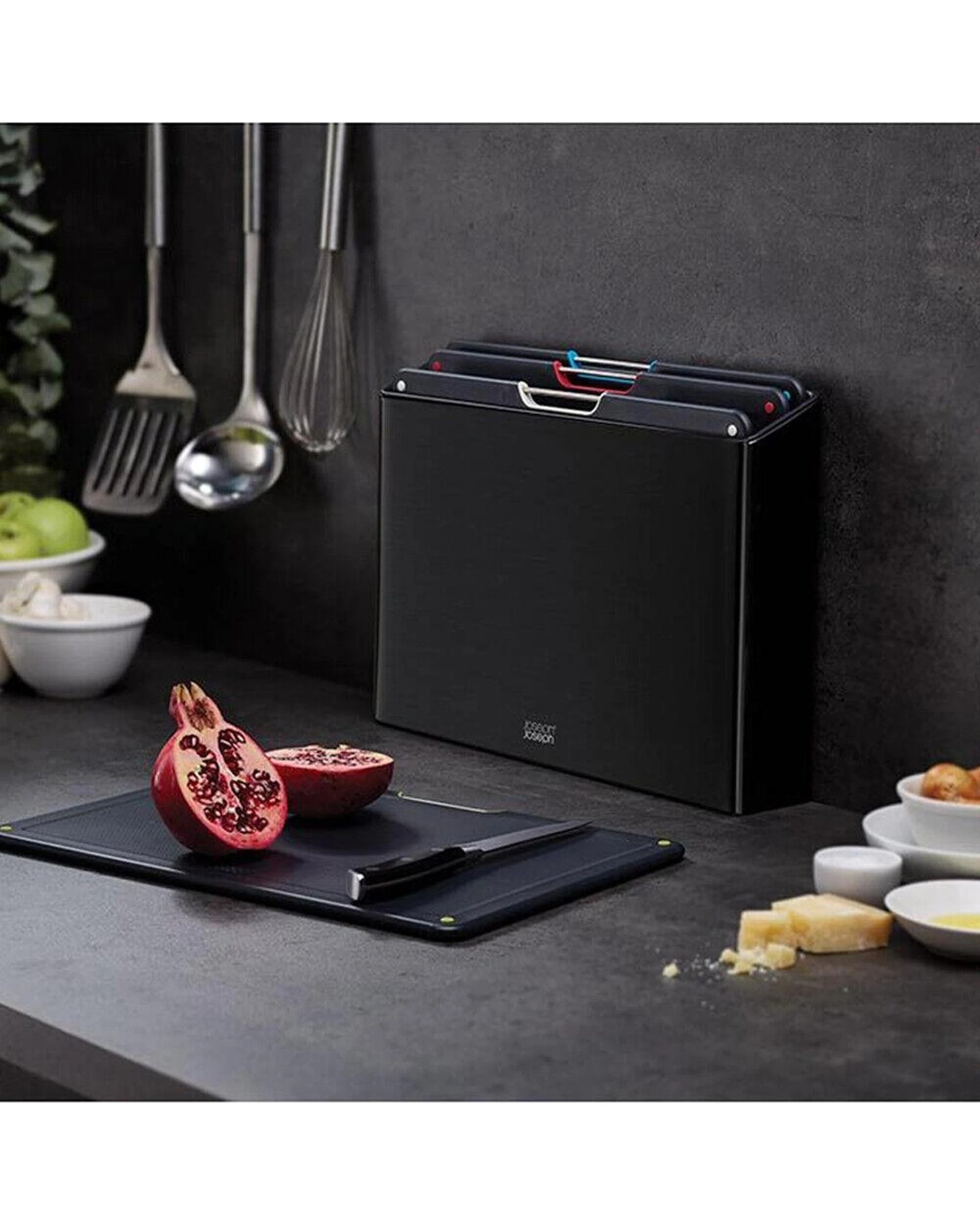 2 Joseph Joseph Folio 4 Piece Steel Chopping Board Set Carbon Black 60171, 2 of 9