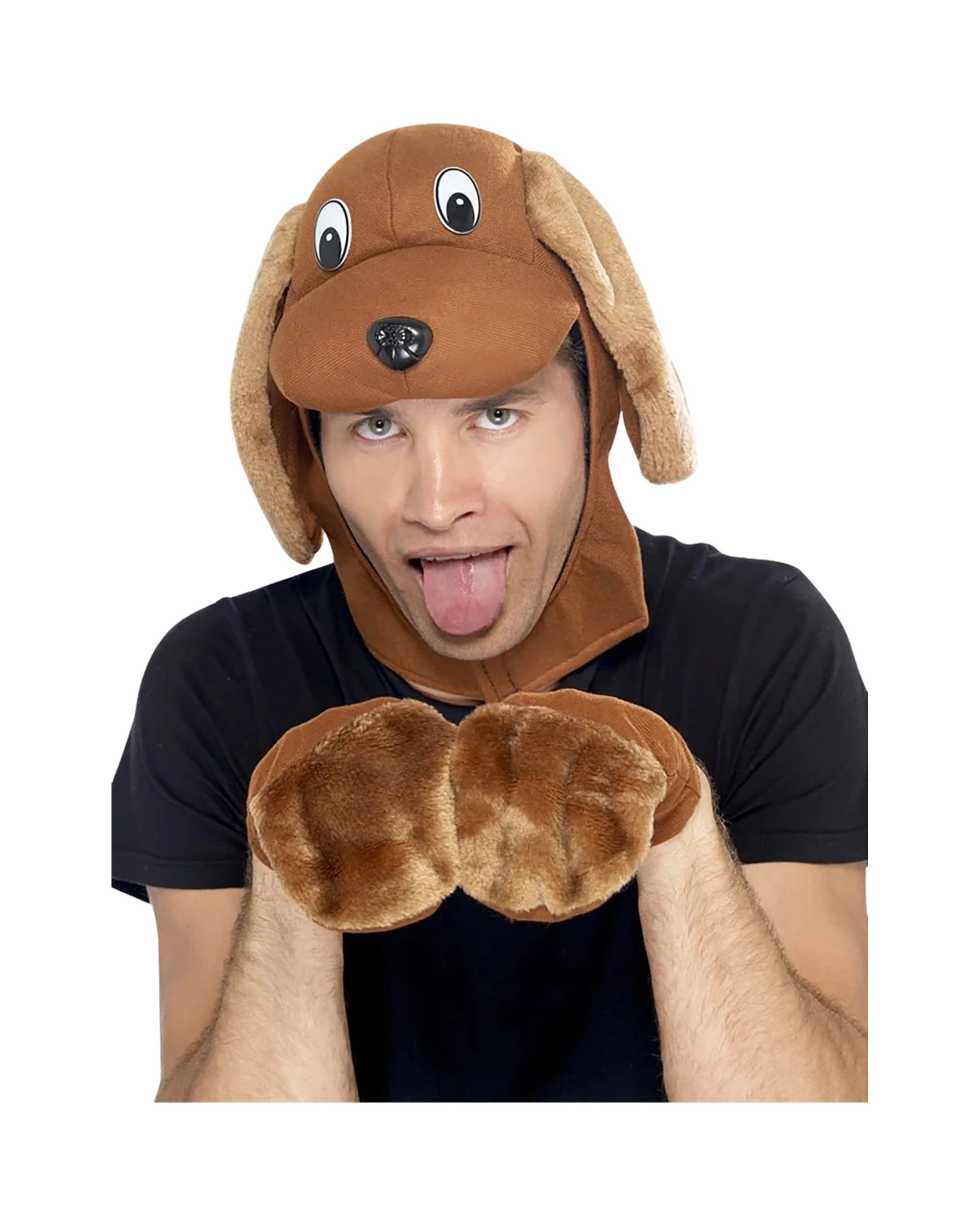 1 Smiffys Doggy Hood and Gloves Costume Kit - One Size - Brown, 1 of 3