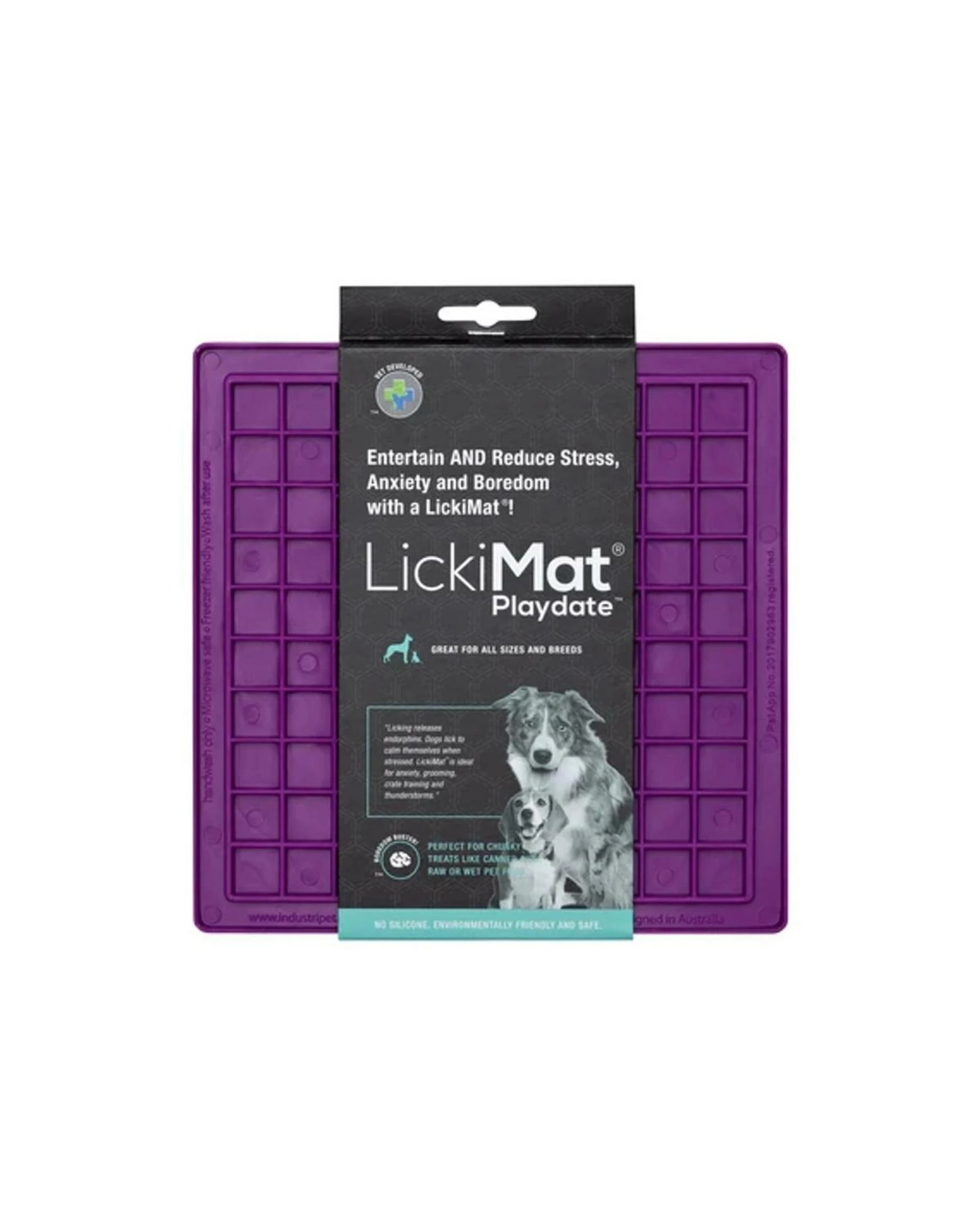 1 Lickimat Purple Classic Playdate Pet Feeding Mat For Dogs & Cats (20cm X 20cm), 1 of 2