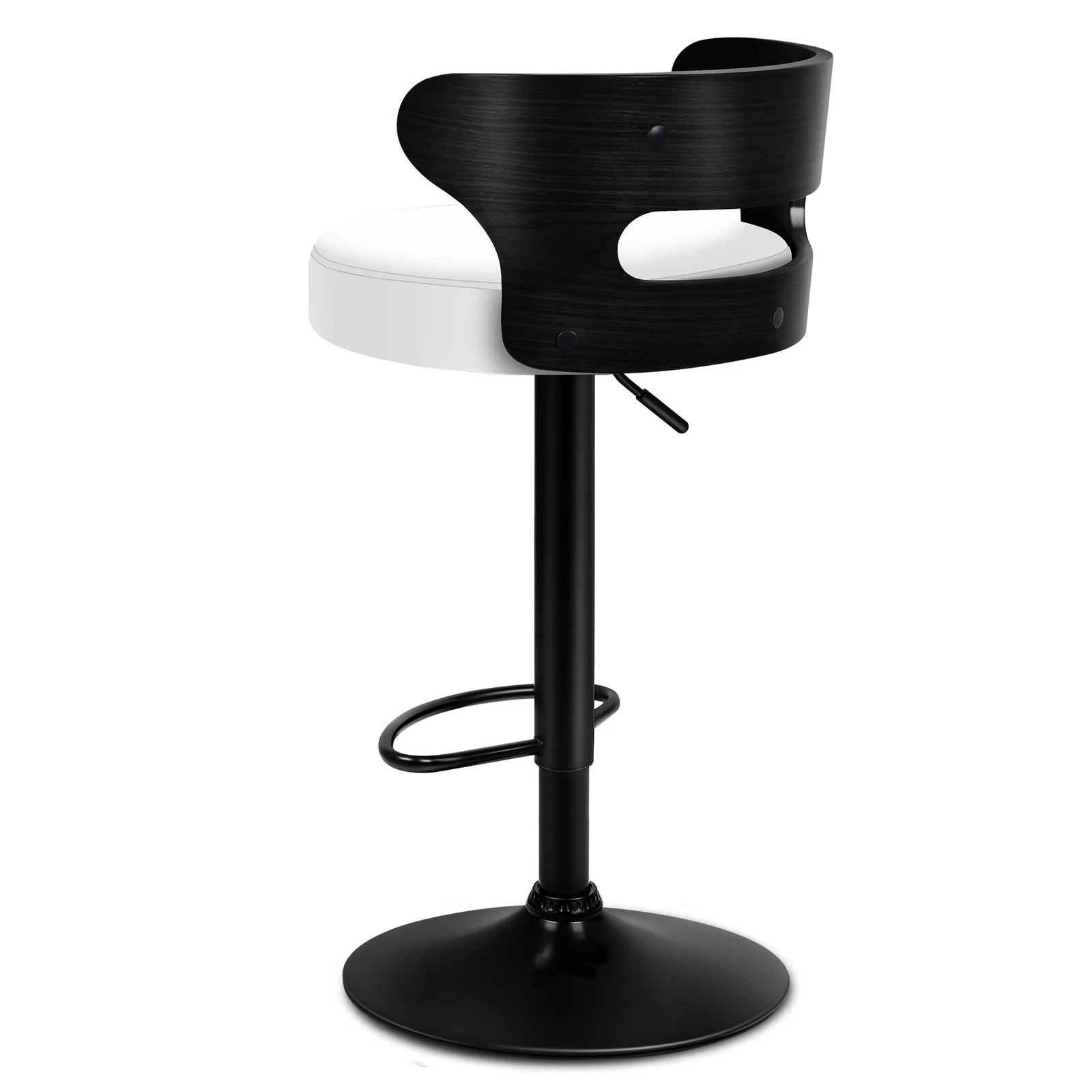 6 Alfordson 4x Bar Stool Kitchen Swivel Chair Wooden Leather Gas Lift - White, 6 of 9