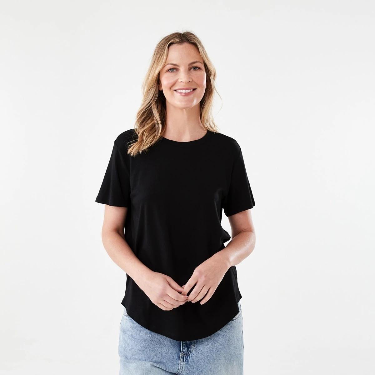 1 Short Sleeve Cotton Modal T-shirt BLACK, 1 of 6