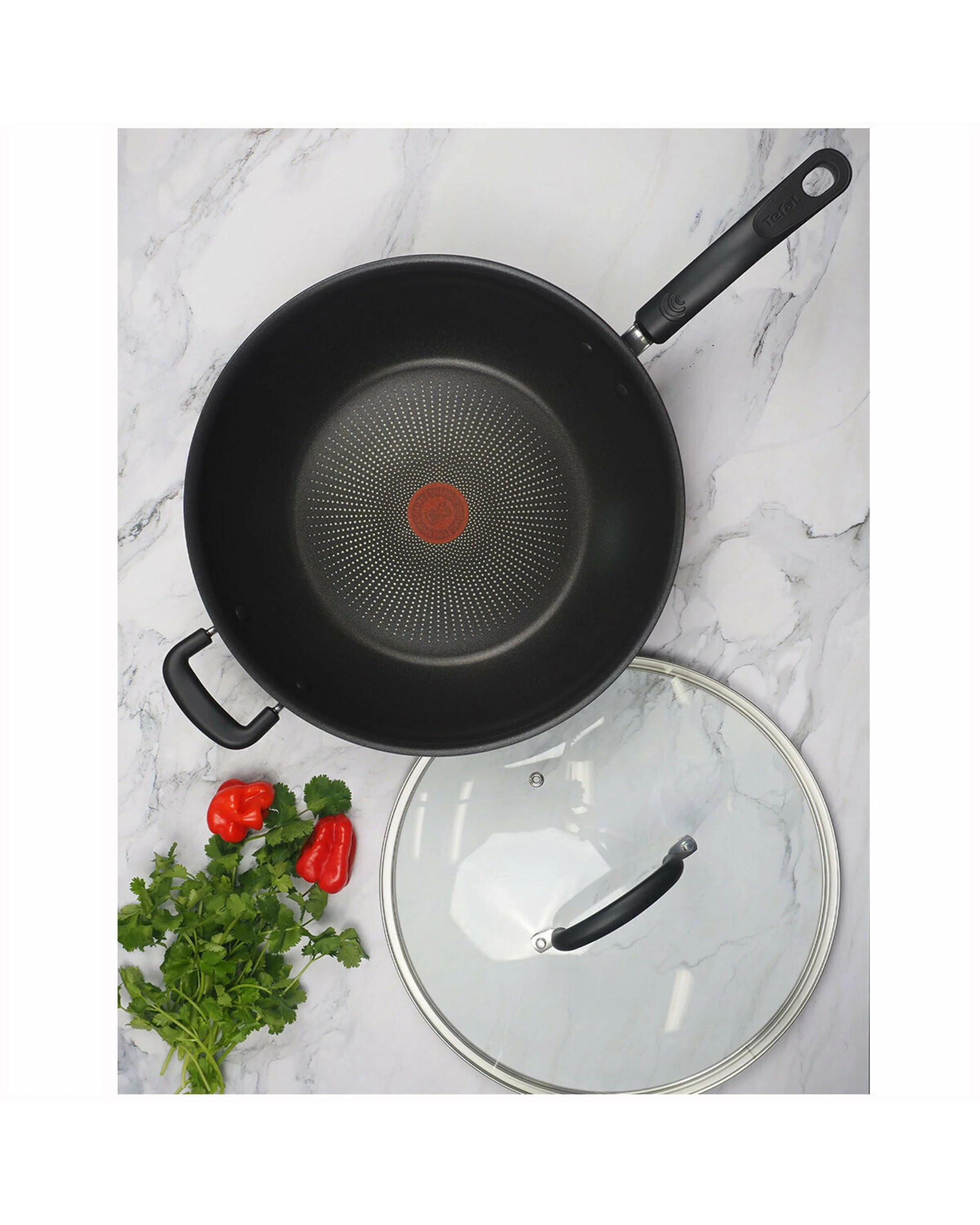 4 Tefal Specialty Hard Anodised Non-Stick Wok 32cm with Lid, 4 of 4