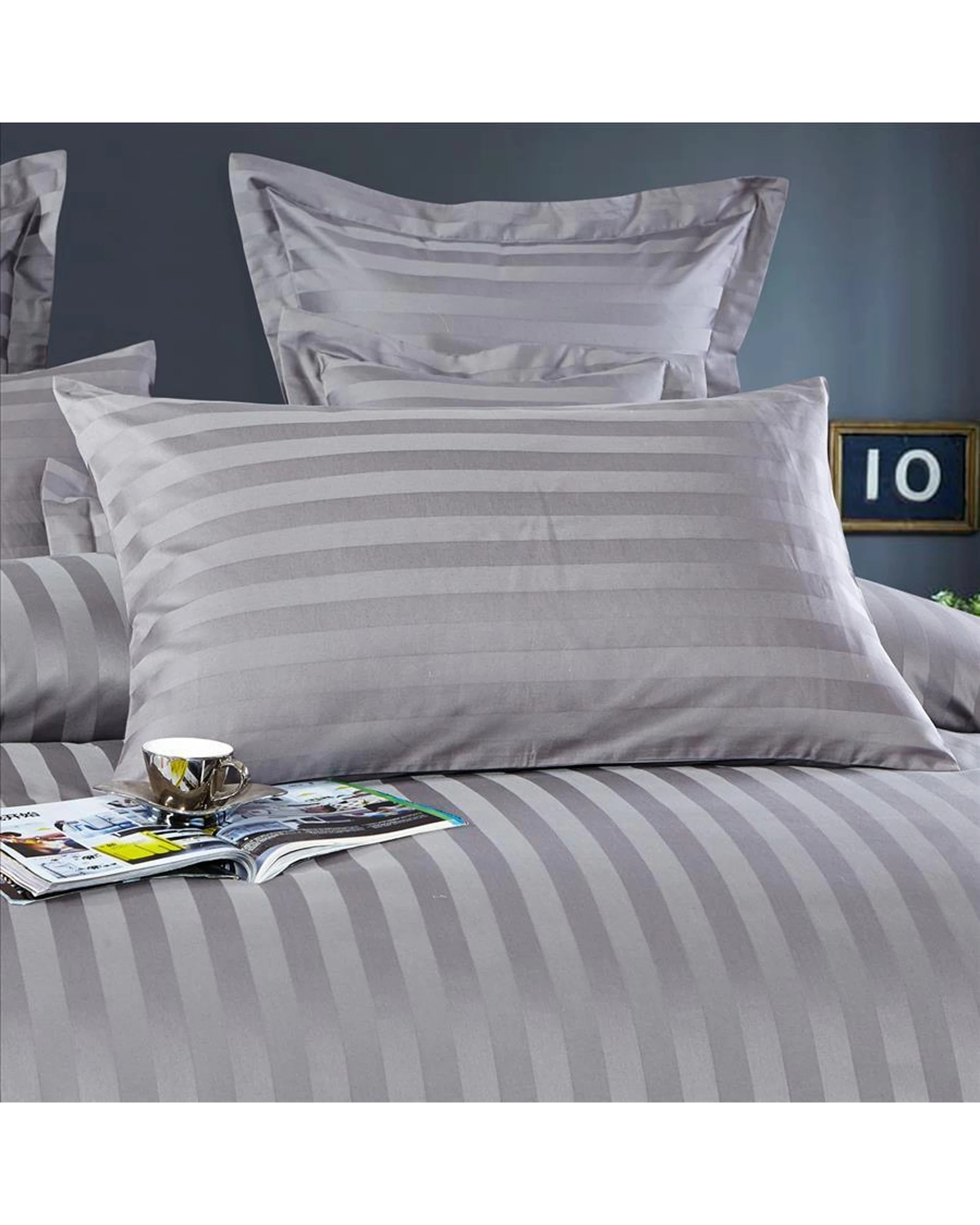 3 Cotton More 100% Cotton Striped Duvet Cover Set Bedding Queen - Grey, 3 of 3