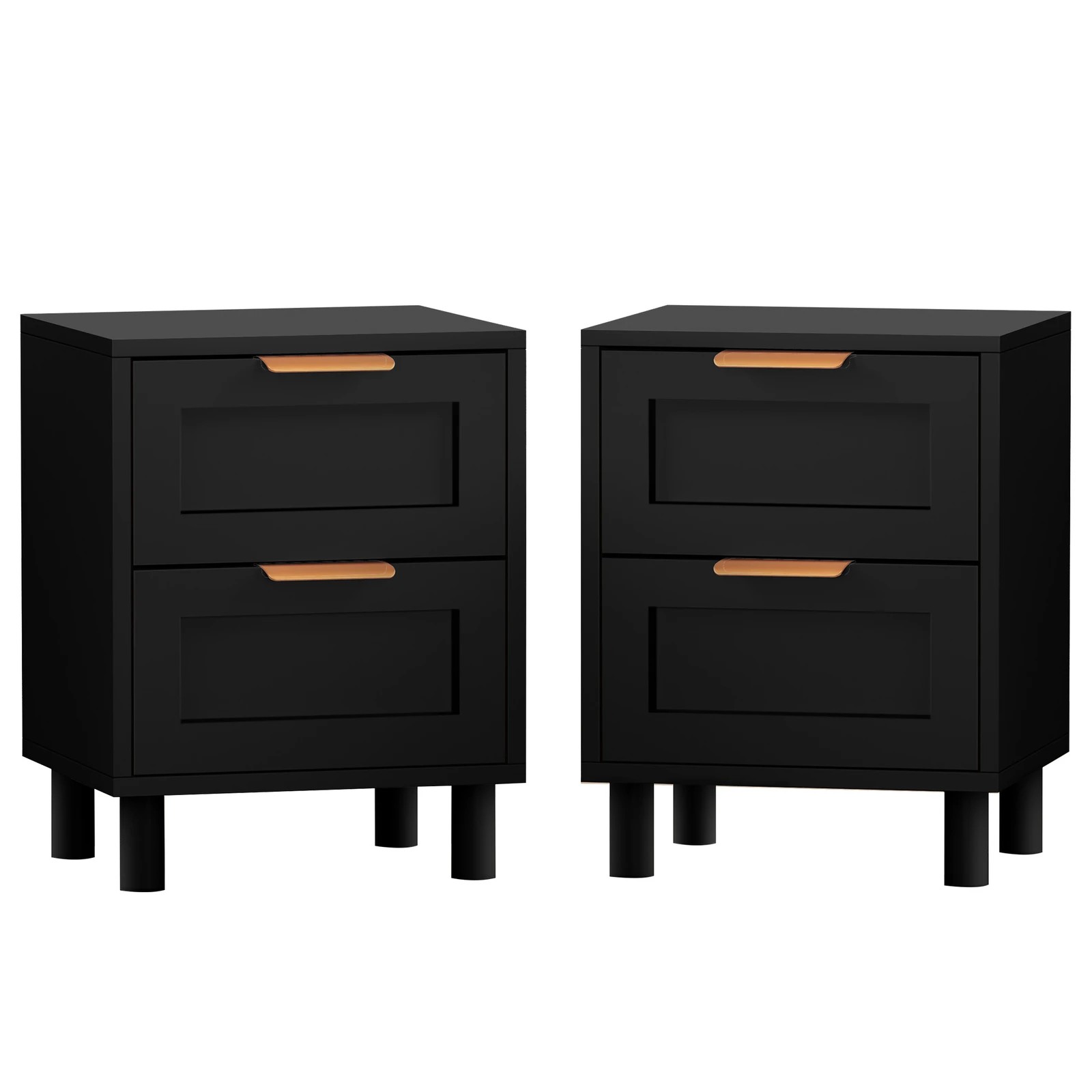 1 Alfordson 2x Bedside Table Side Storage Nightstand 2 Drawers Cabinet - Black, 1 of 10