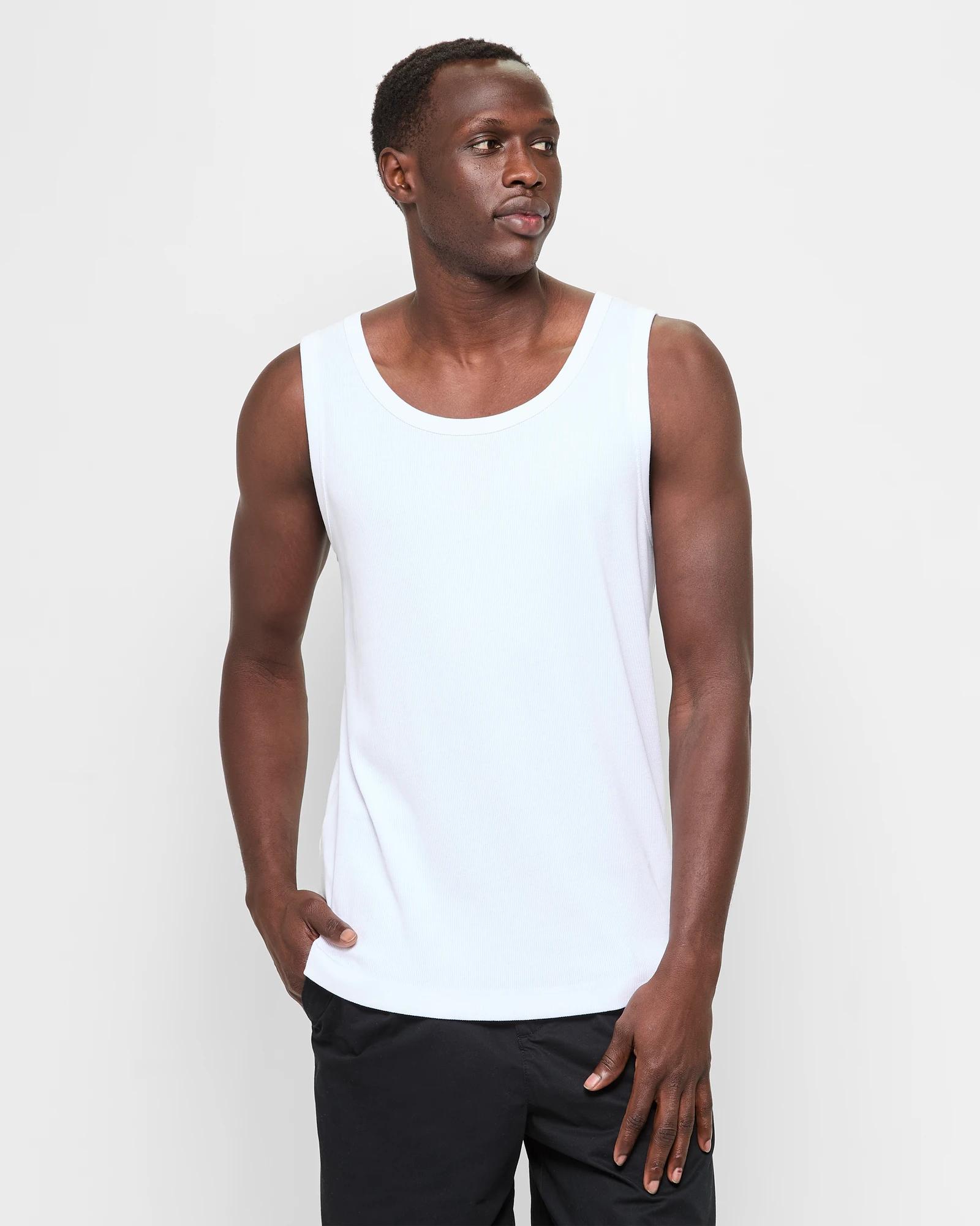 1 Australian Cotton Rib Tank Top - Commons WHITE, 1 of 6