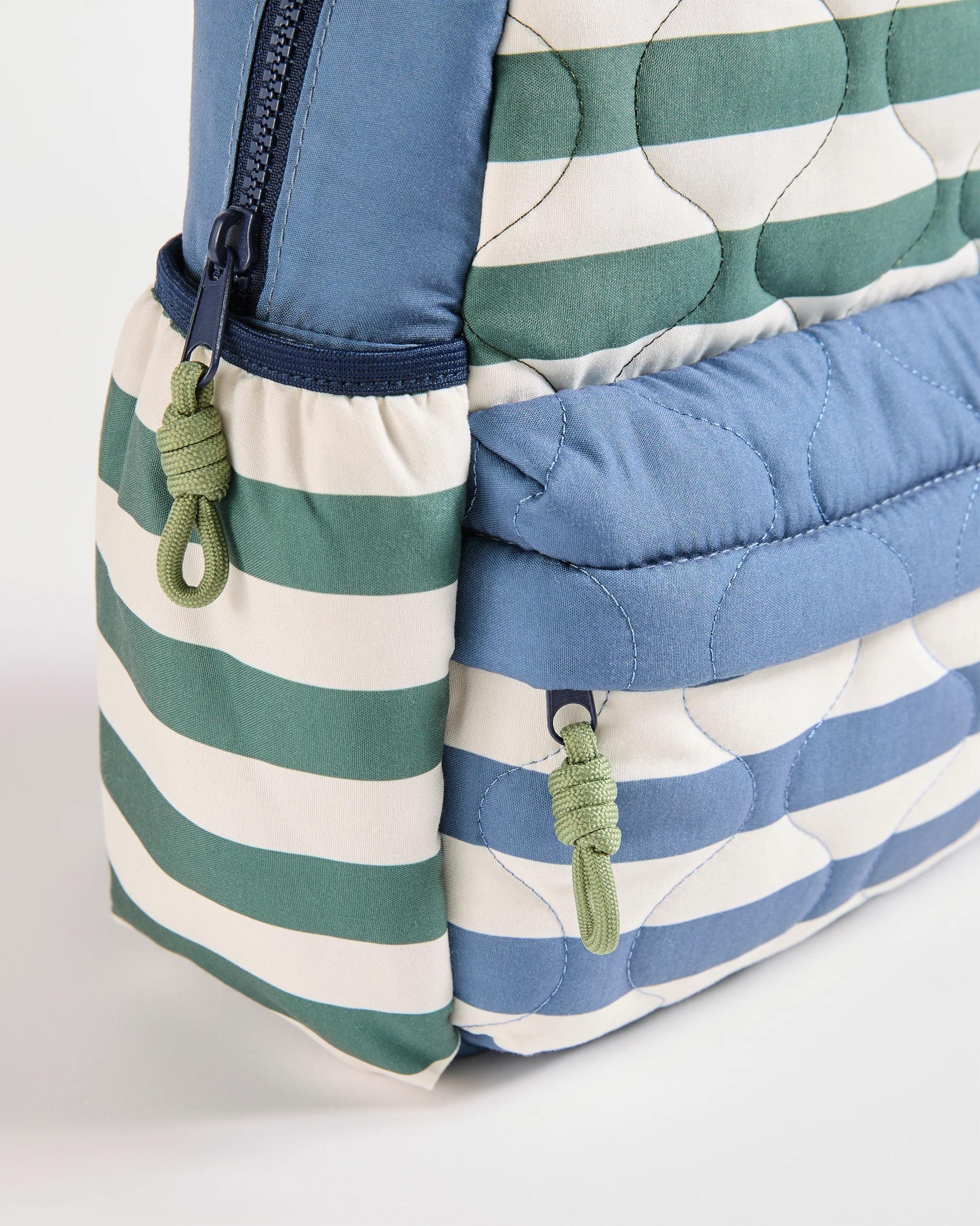 2 Target Kids Puffy Quilted Striped Backpack BLUE / GREEN / WHITE, 2 of 2