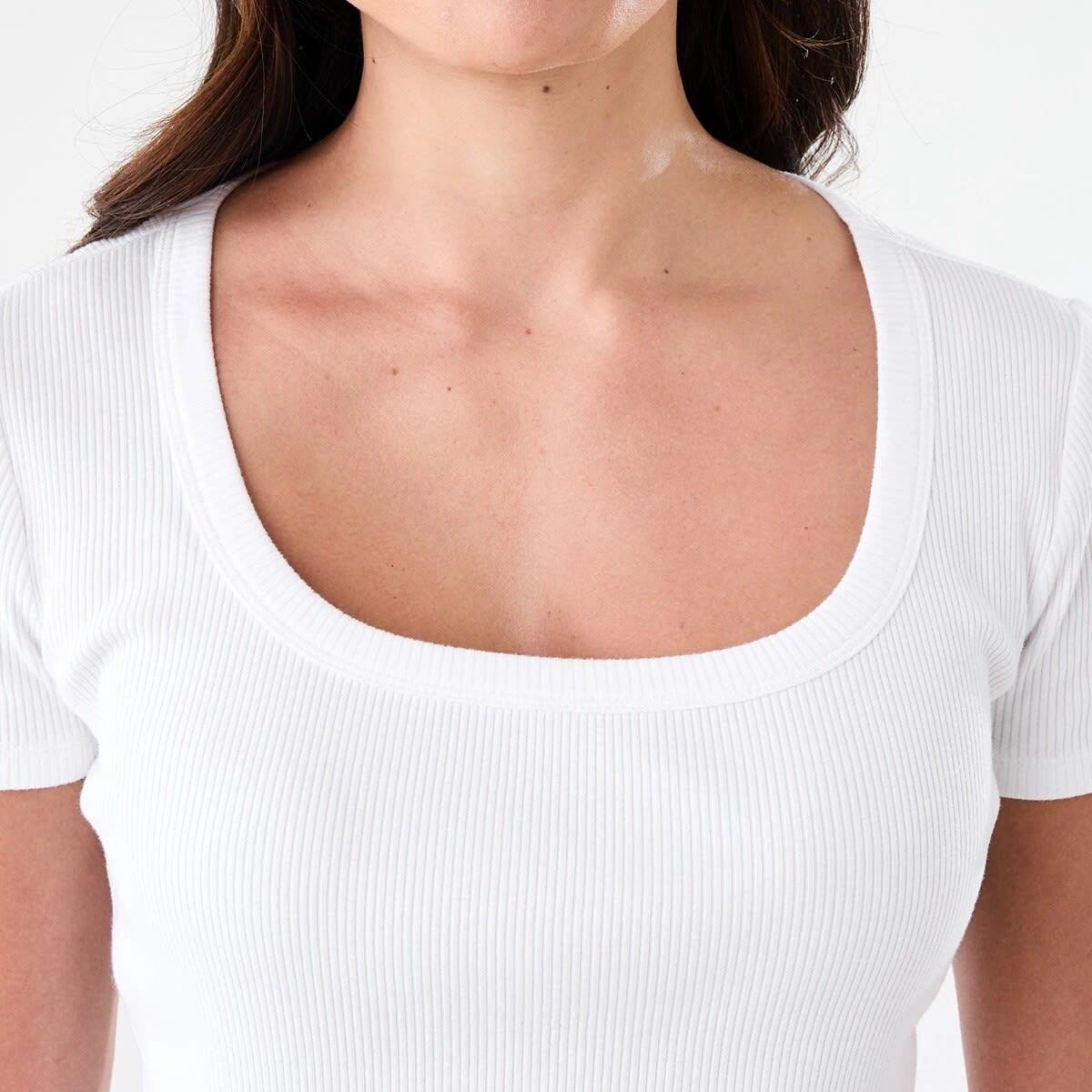 5 Short Sleeve Rib Square Neck T-shirt White, 5 of 5