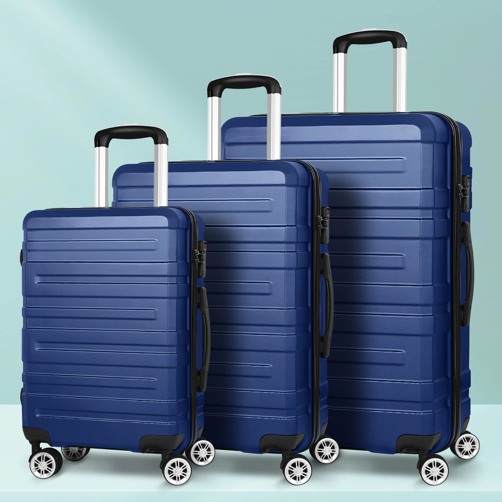 10 Alfordson Luggage 3PCS Set Suitcase Trolley TSA Carry on Hard Case - Blue, 10 of 10