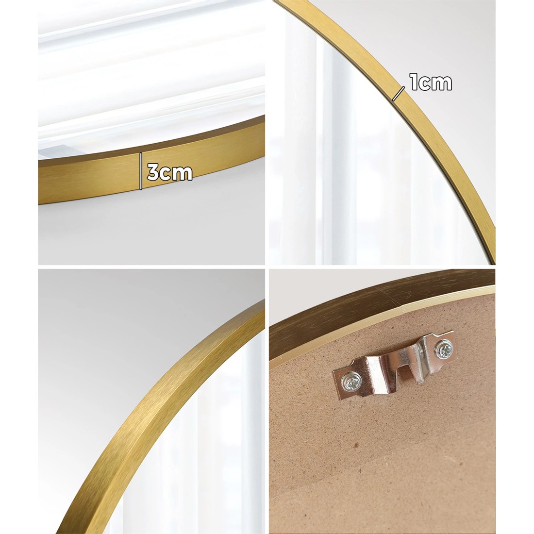 4 Oikiture Wall Mirrors Round Makeup Mirror Vanity Home Decor 50cm Bedroom
 - Gold, 4 of 9