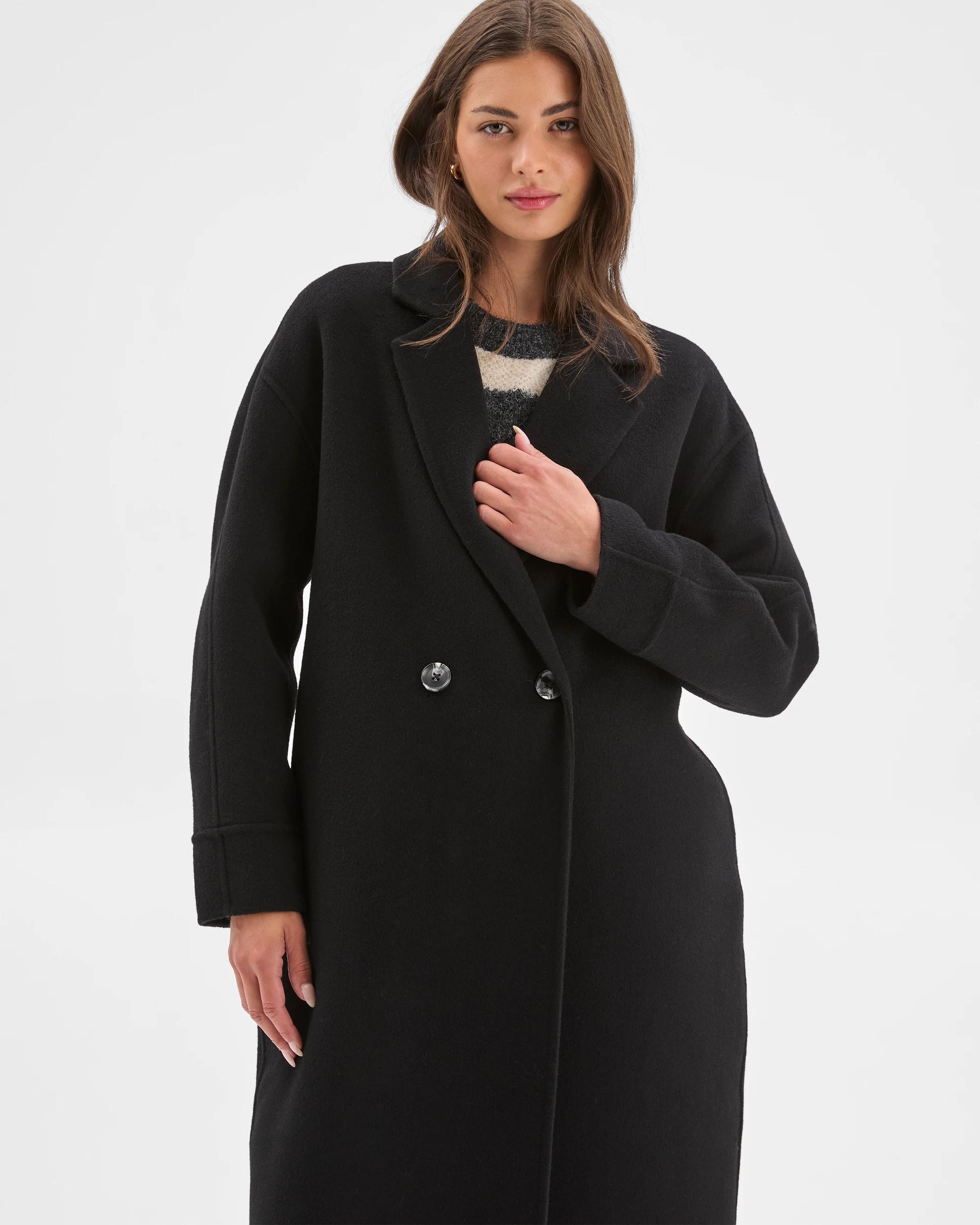 2 Target Petites Petites Wool Cocoon Coat BLACK, 2 of 8