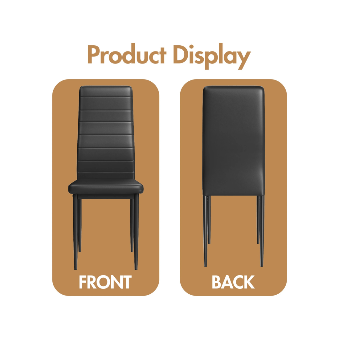 8 Advwin Set Of 2 Dining Chairs Padded Seat Leather Black, 8 of 9