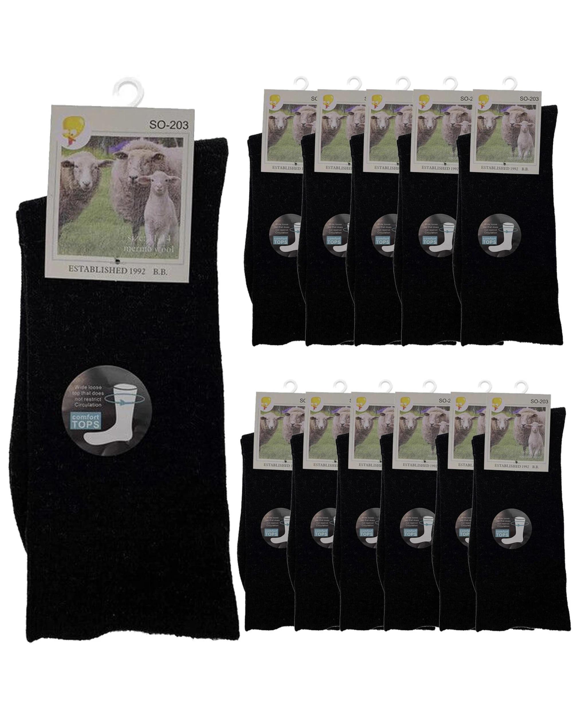 1 BR Home Merino Wool Mens Thermal Diabetic Socks Loose Top Circulation 12 , 1 of 1