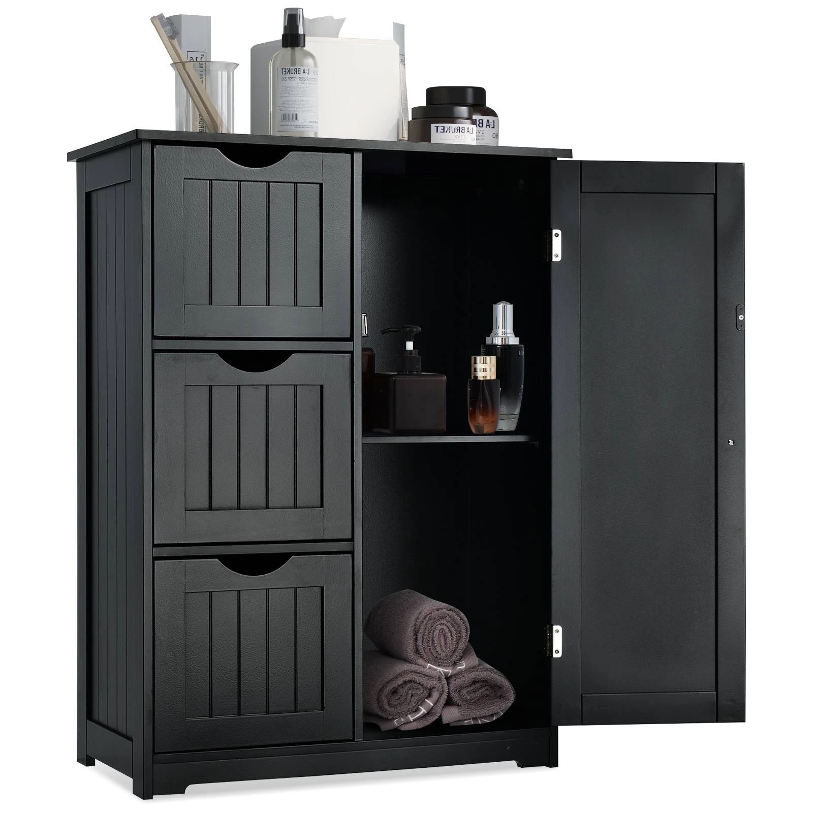 3 Costway Bathroom Floor Cabinet w/3 Drawers Entryway Storage Unit Organizer, 3 of 3