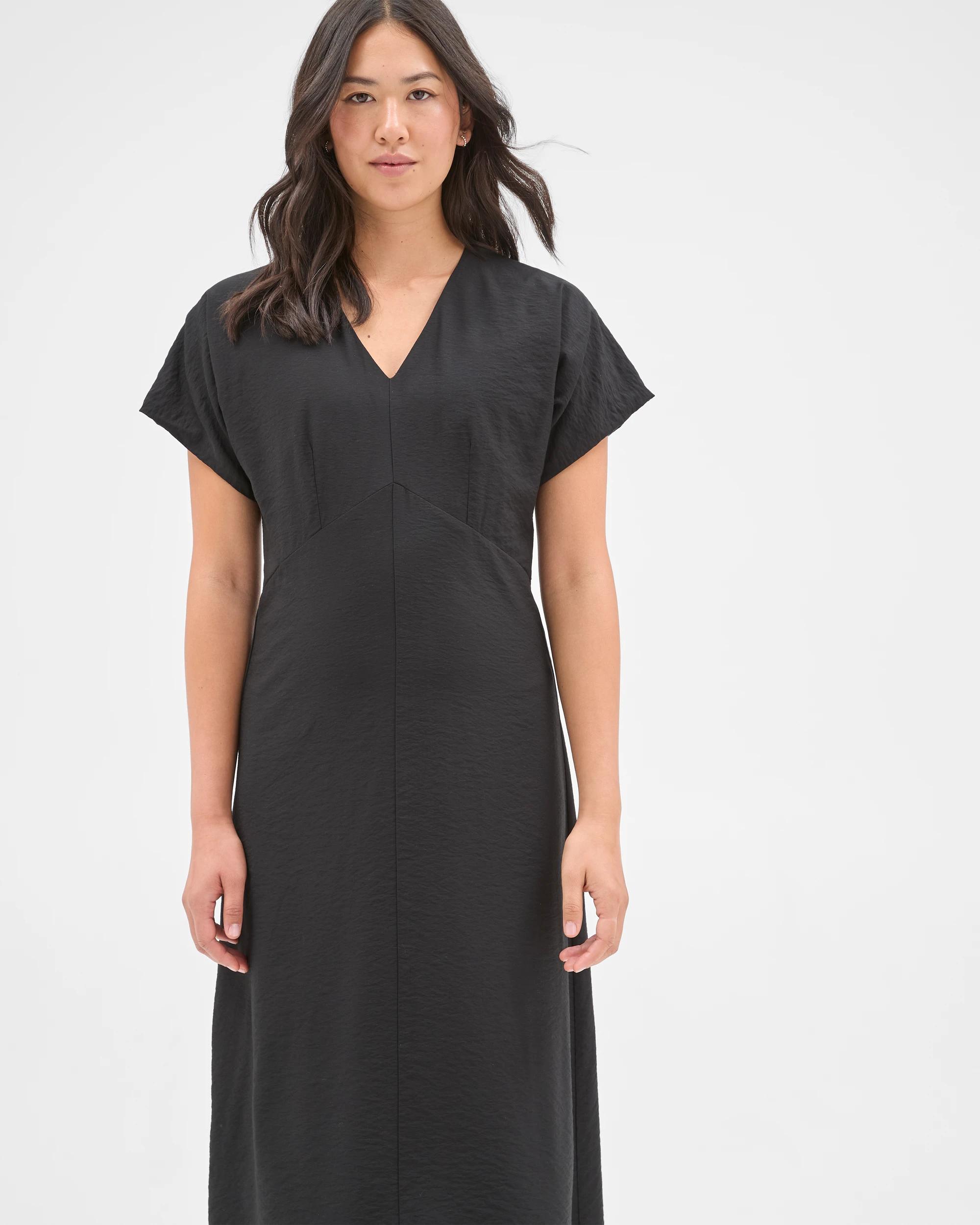 3 Preview Wendy Seam Detail Midi Dress BLACK, 3 of 7