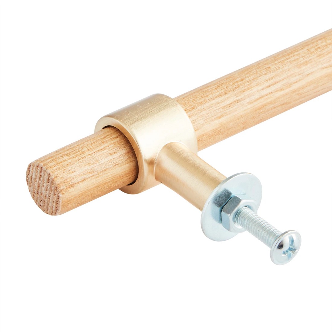 3 2 Pack Large Oak and Gold Look Handles, 3 of 6