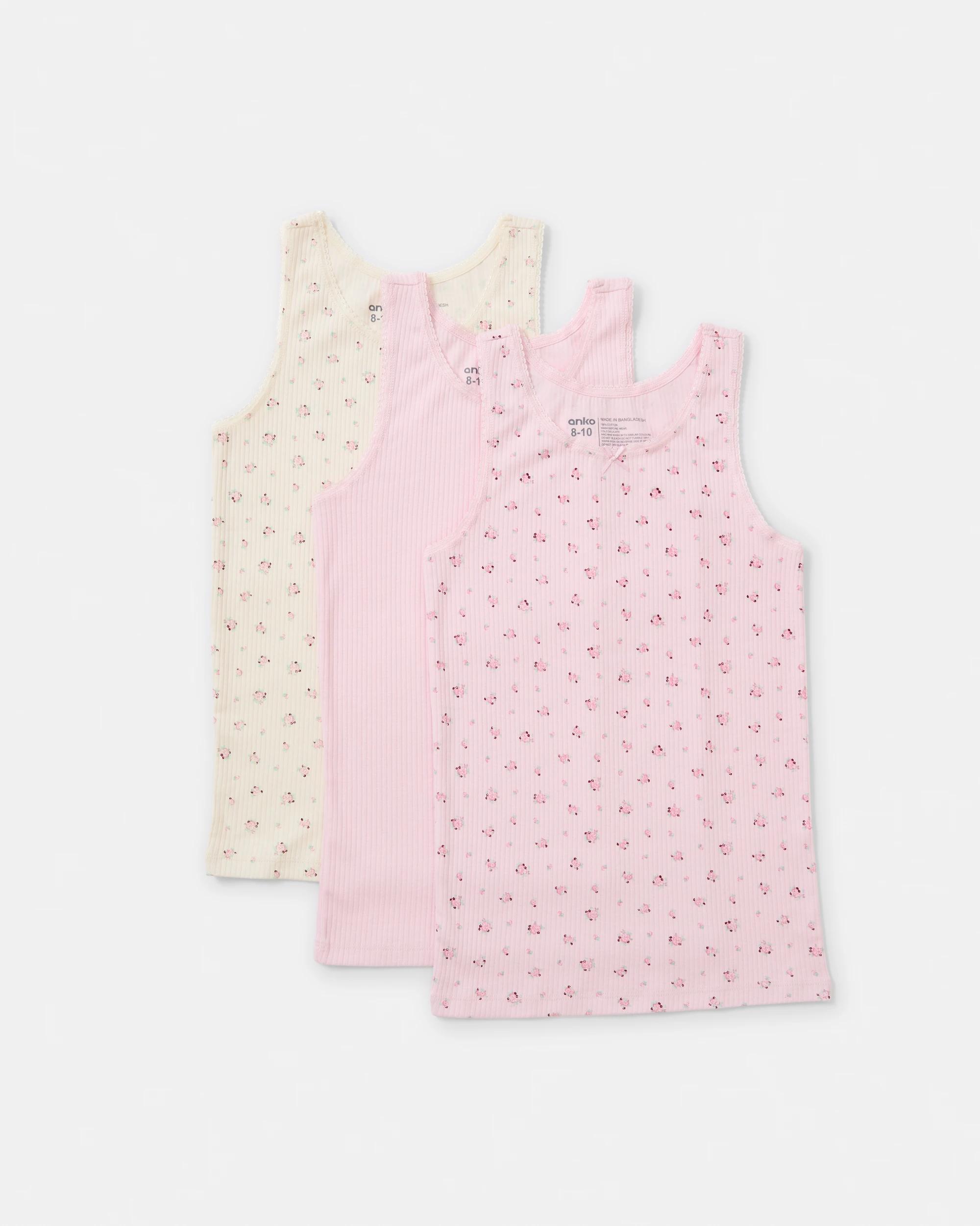 1 3 Pack Ribbed Singlets Bge Singlt, 1 of 6